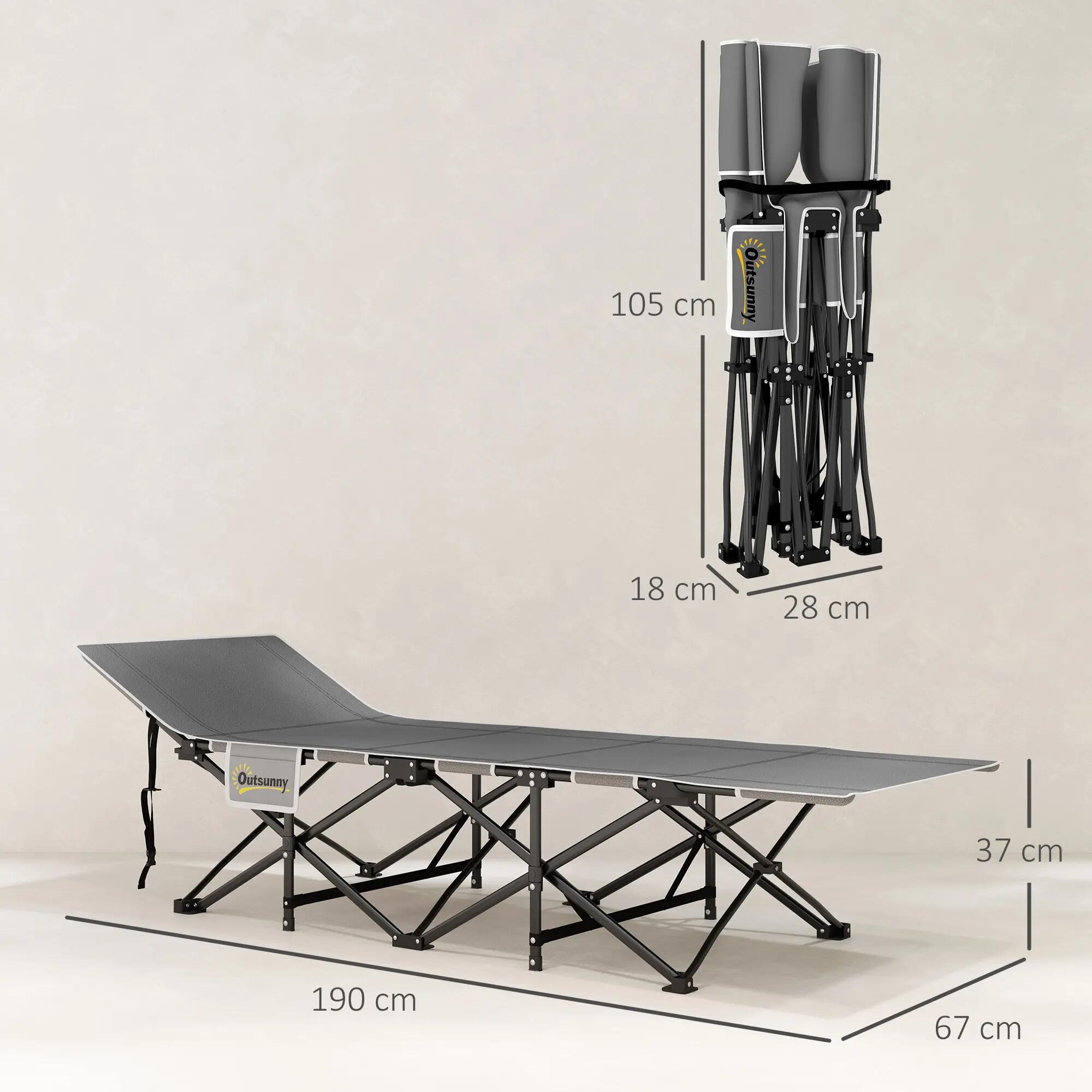 Lit de camp - Camping - Unisexe - Pliable, Matelas 9 cm, Tissu Oxford - Noir 5/6
