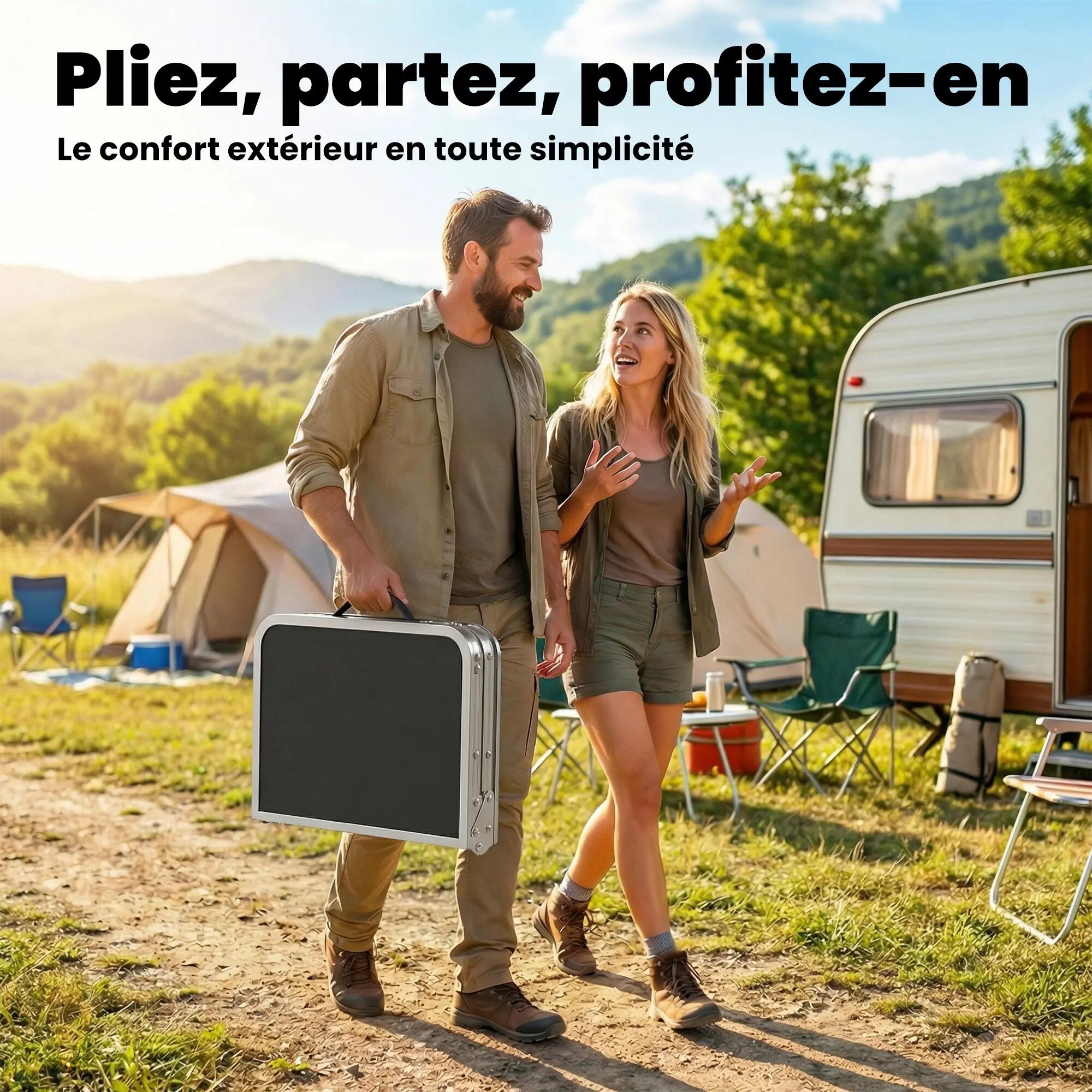Table - Camping - Unisexe - Pliable, 4 hauteurs, Plateau MDF - Blanc 6/6