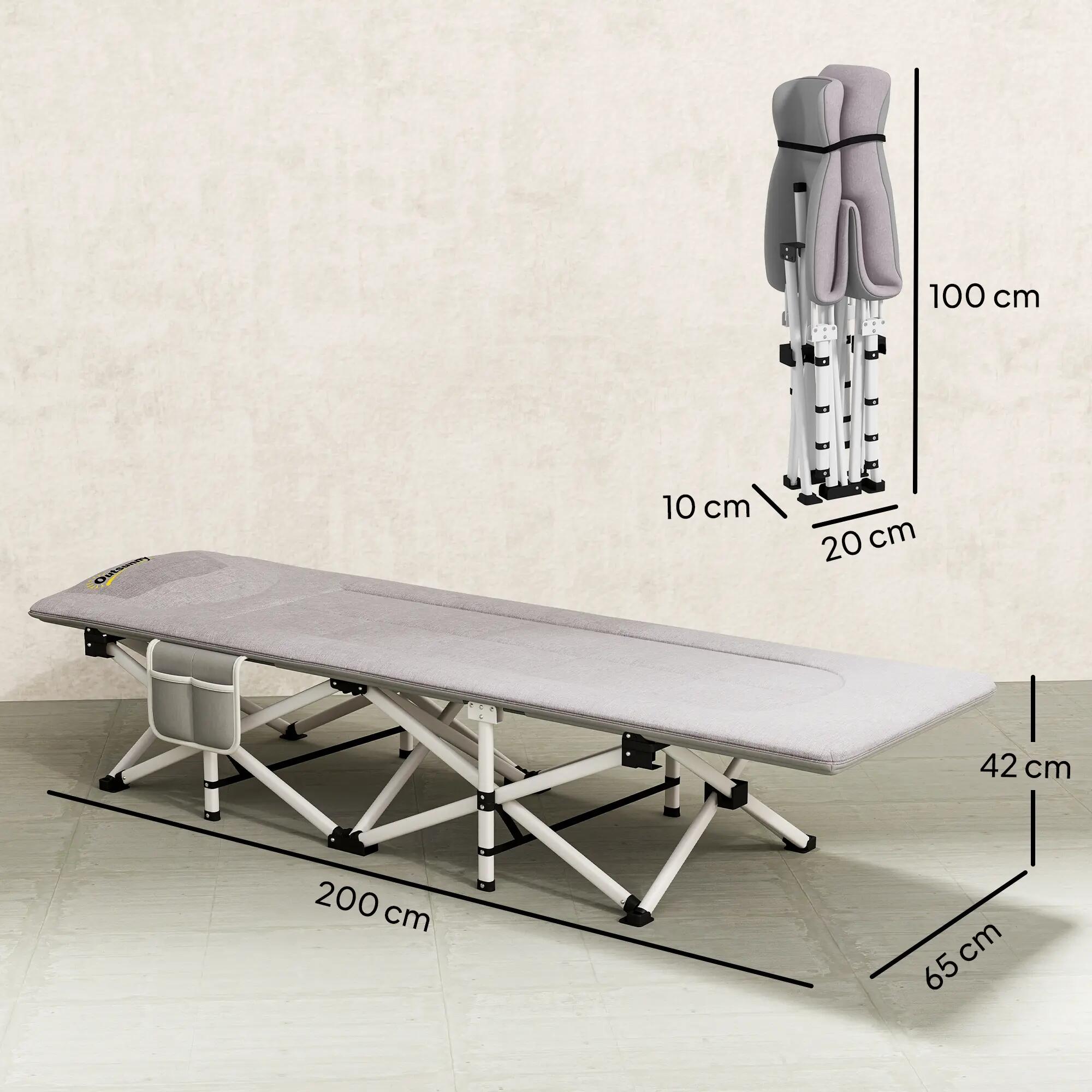 Lit de camping - Camping - Unisexe - Pliable, Matelas mousse, Appui‑tête - Gris 5/6