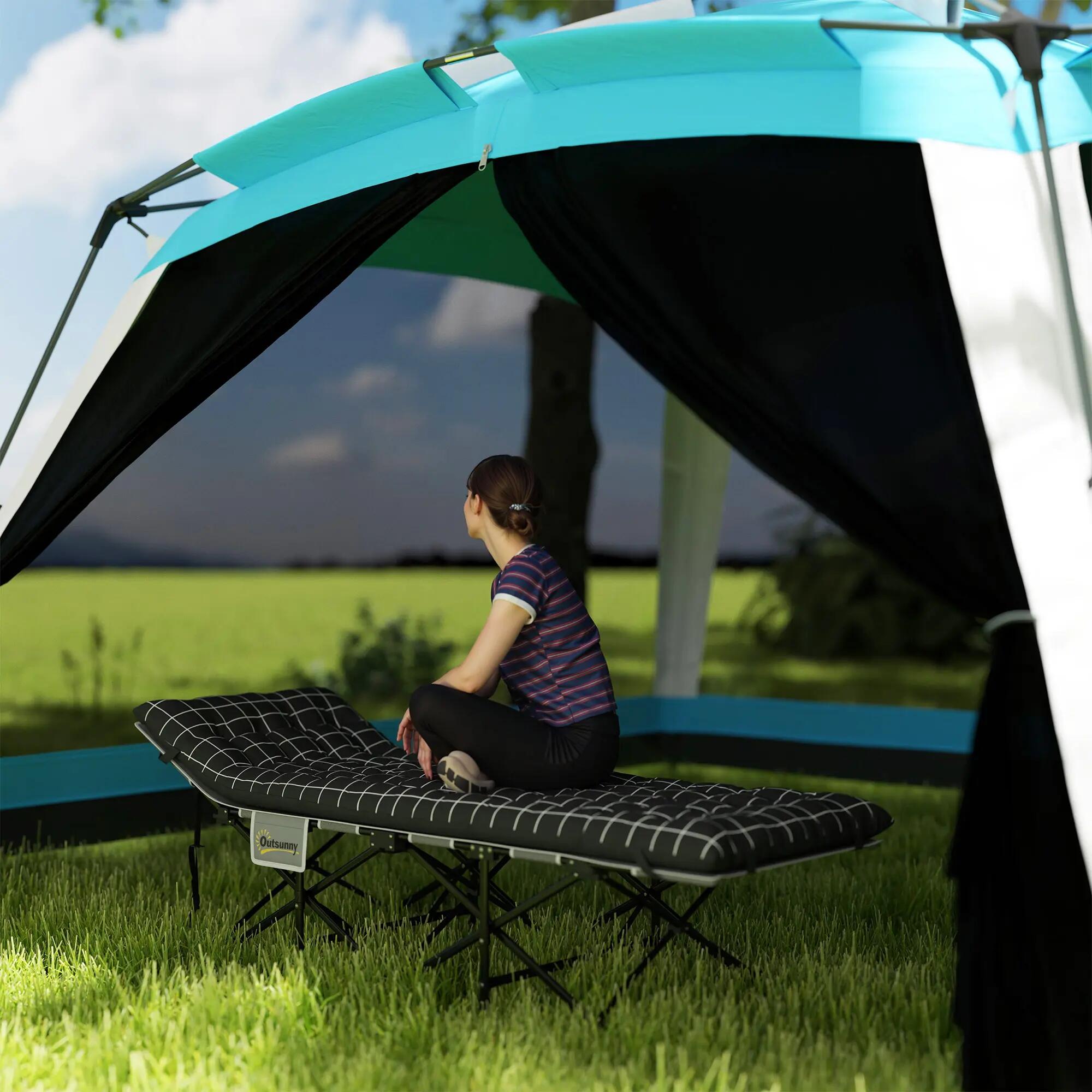 Lit de camp - Camping - Unisexe - Pliable, Matelas 9 cm, Tissu Oxford - Noir 4/6