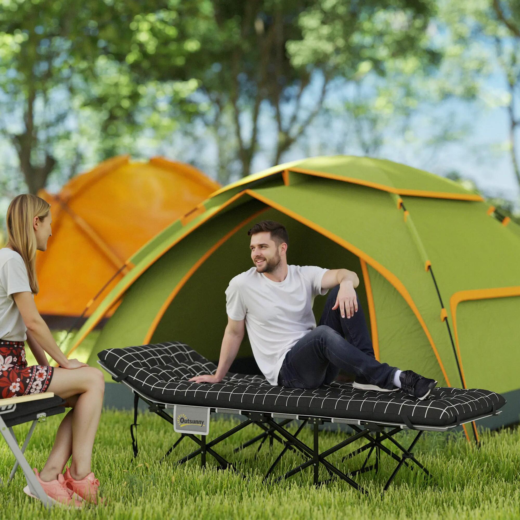 Lit de camp - Camping - Unisexe - Pliable, Matelas 9 cm, Tissu Oxford - Noir 3/6