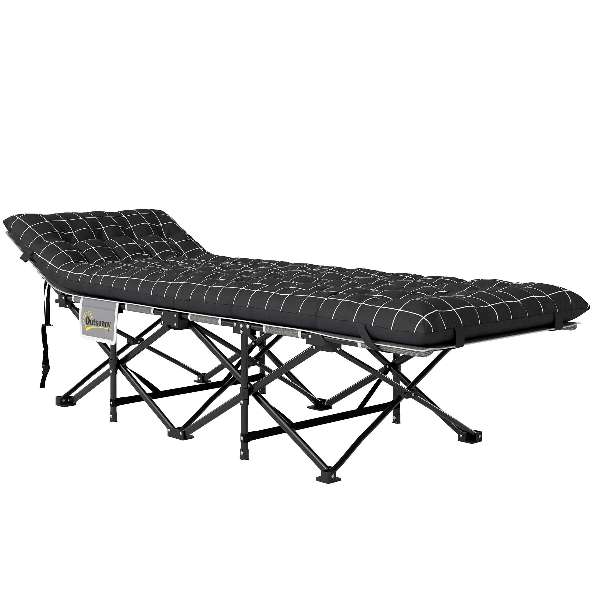 Lit de camp - Camping - Unisexe - Pliable, Matelas 9 cm, Tissu Oxford - Noir 2/6