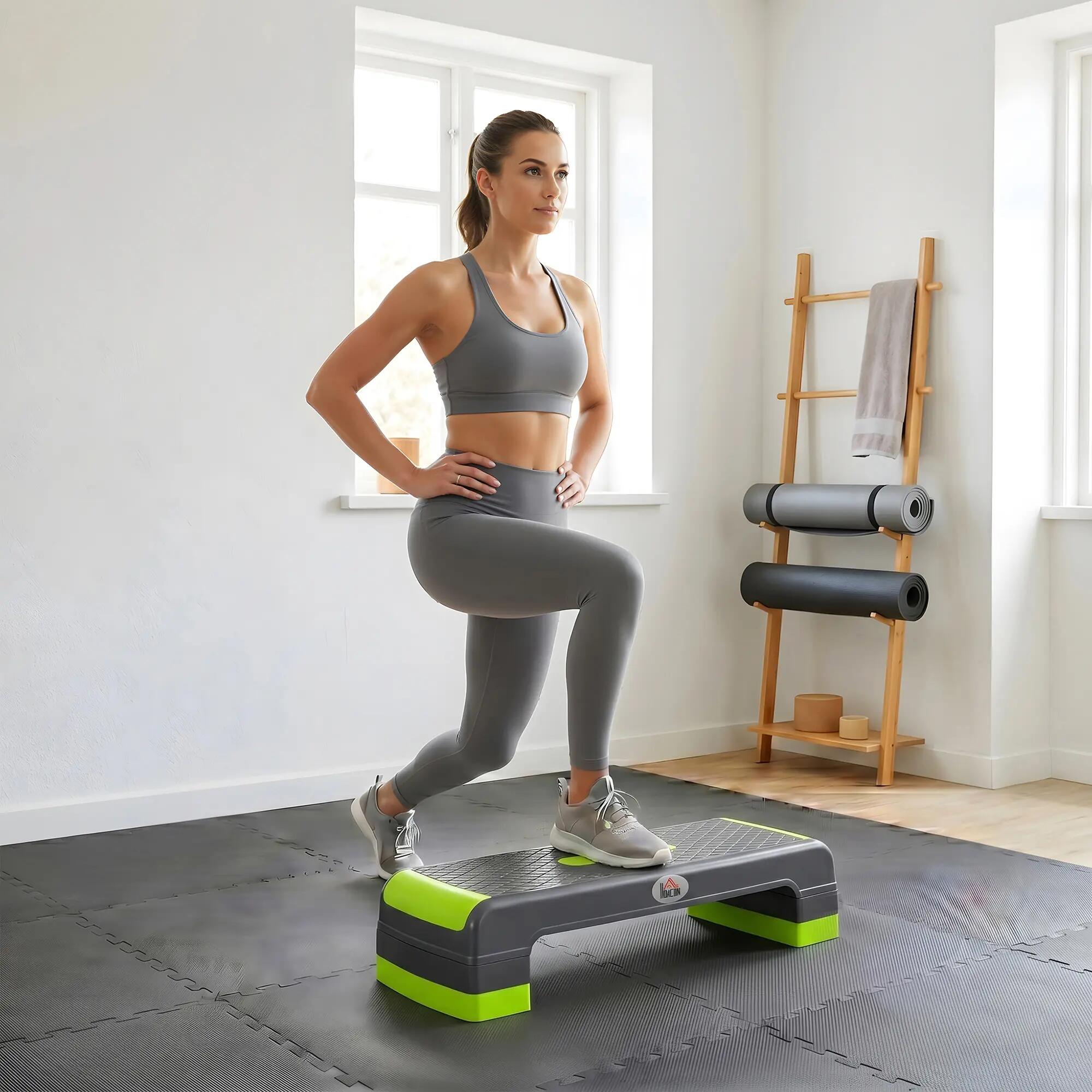 Stepper - forme physique - 3 hauteurs réglables - vert gris 3/6