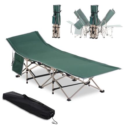 Lit de camp - Camping - Unisexe - Pliable, Cadre acier, Toile 600D - Vert