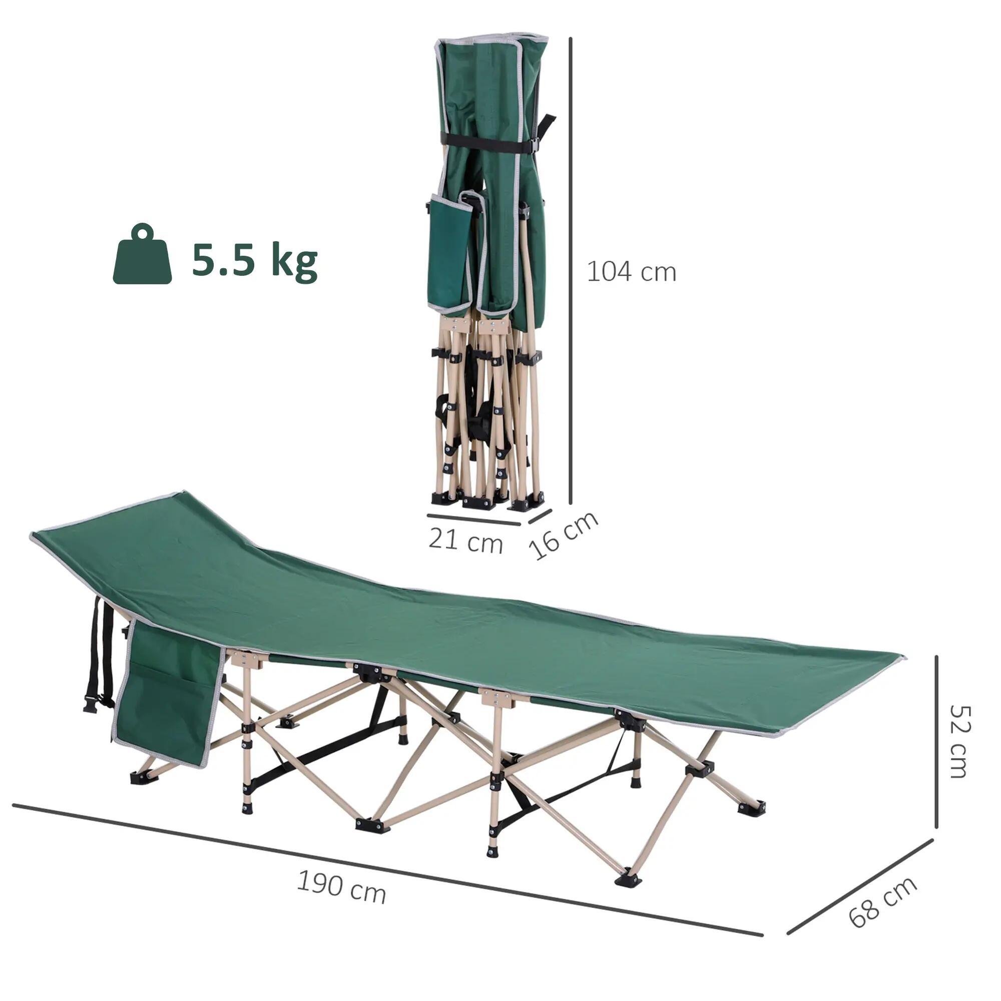 Lit de camp - Camping - Unisexe - Pliable, Cadre acier, Toile 600D - Vert 5/6