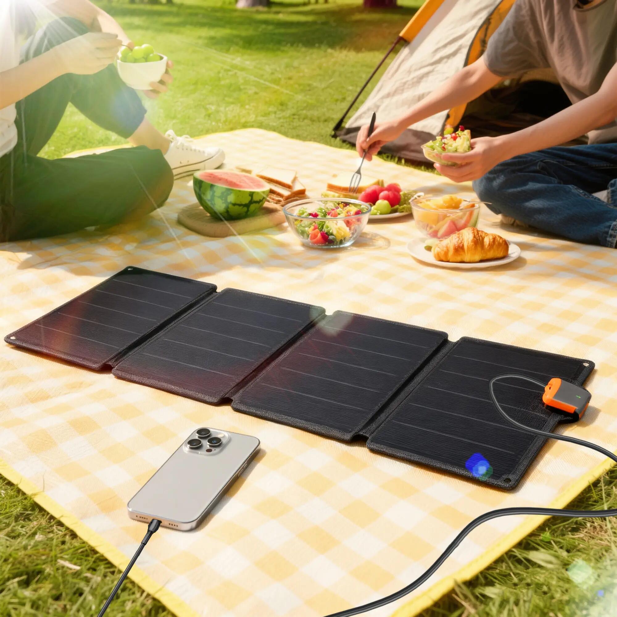 Chargeur solaire pliable - camping - 36 w ip67 - gris/orange 4/6