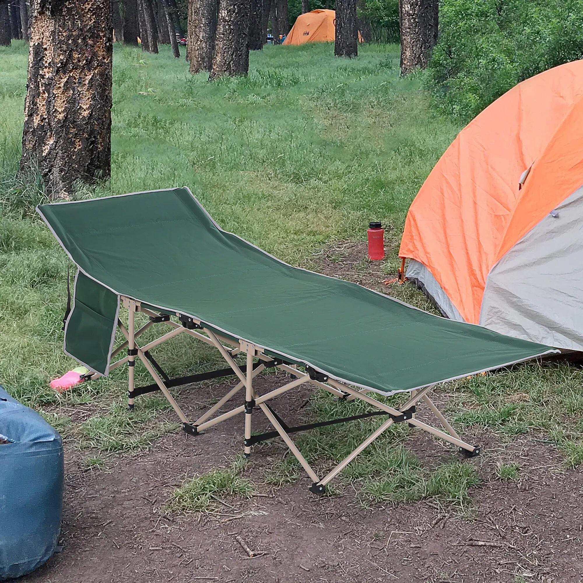 Lit de camp - Camping - Unisexe - Pliable, Cadre acier, Toile 600D - Vert 4/6