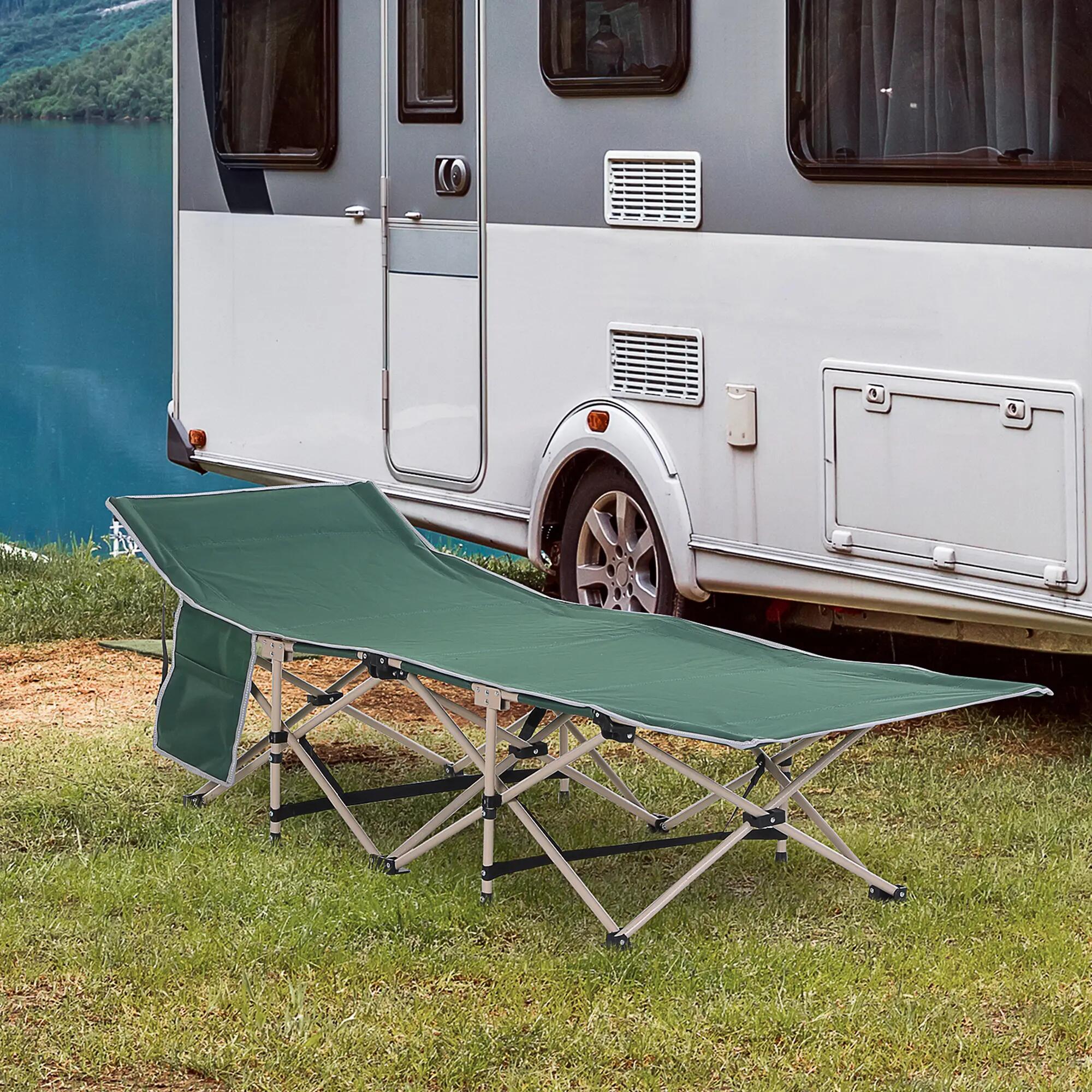 Lit de camp - Camping - Unisexe - Pliable, Cadre acier, Toile 600D - Vert 3/6