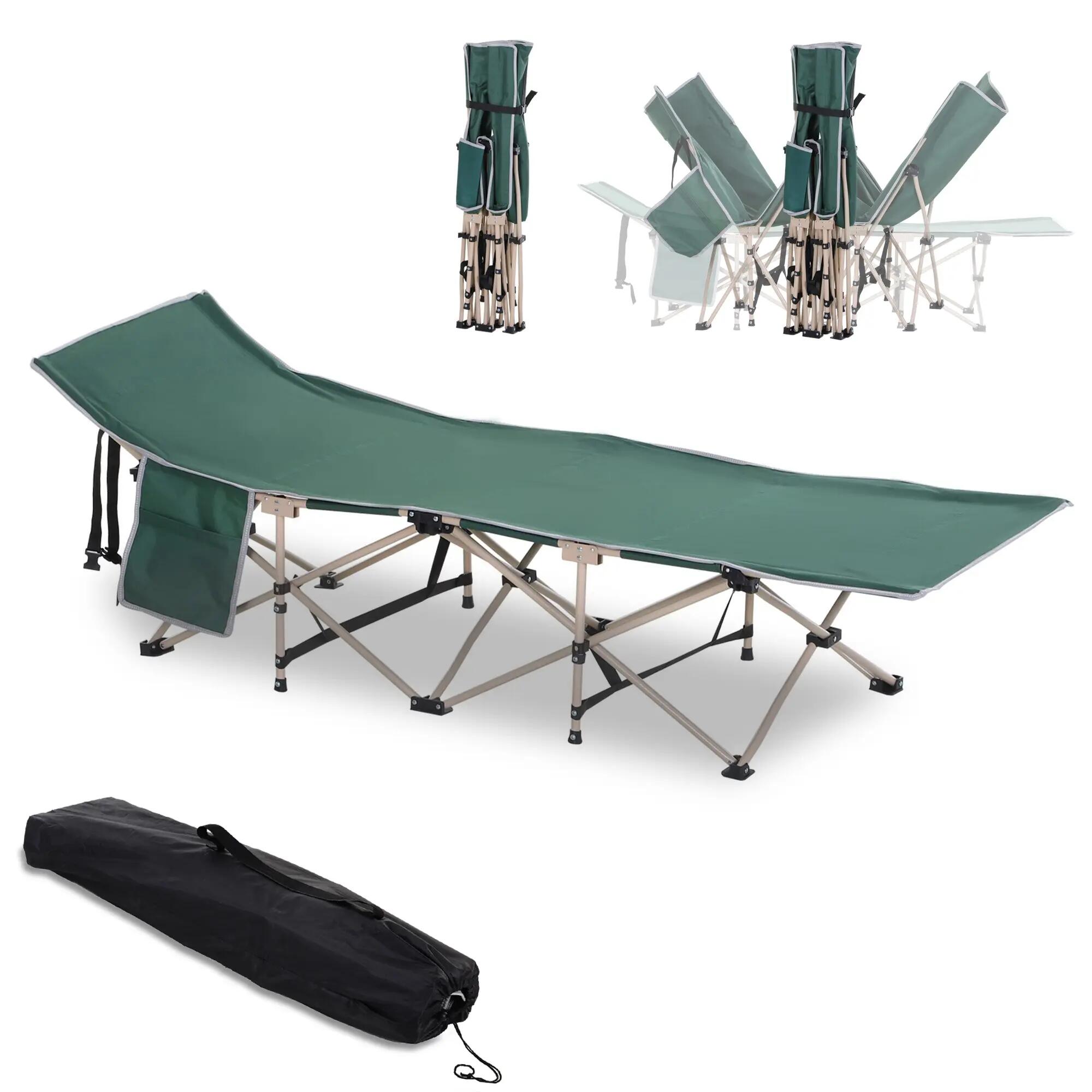 Lit de camp - Camping - Unisexe - Pliable, Cadre acier, Toile 600D - Vert 2/6