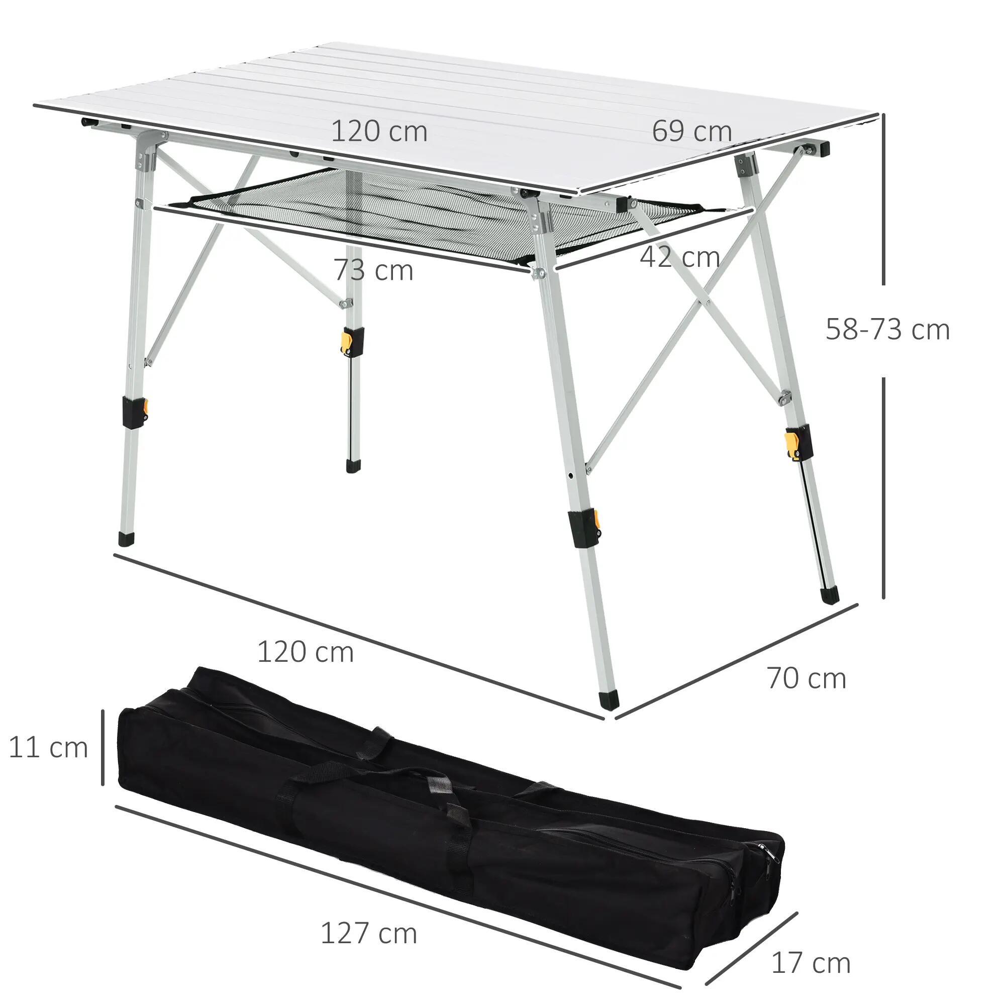 Table pliante - camping - aluminium, hauteur réglable 5/6