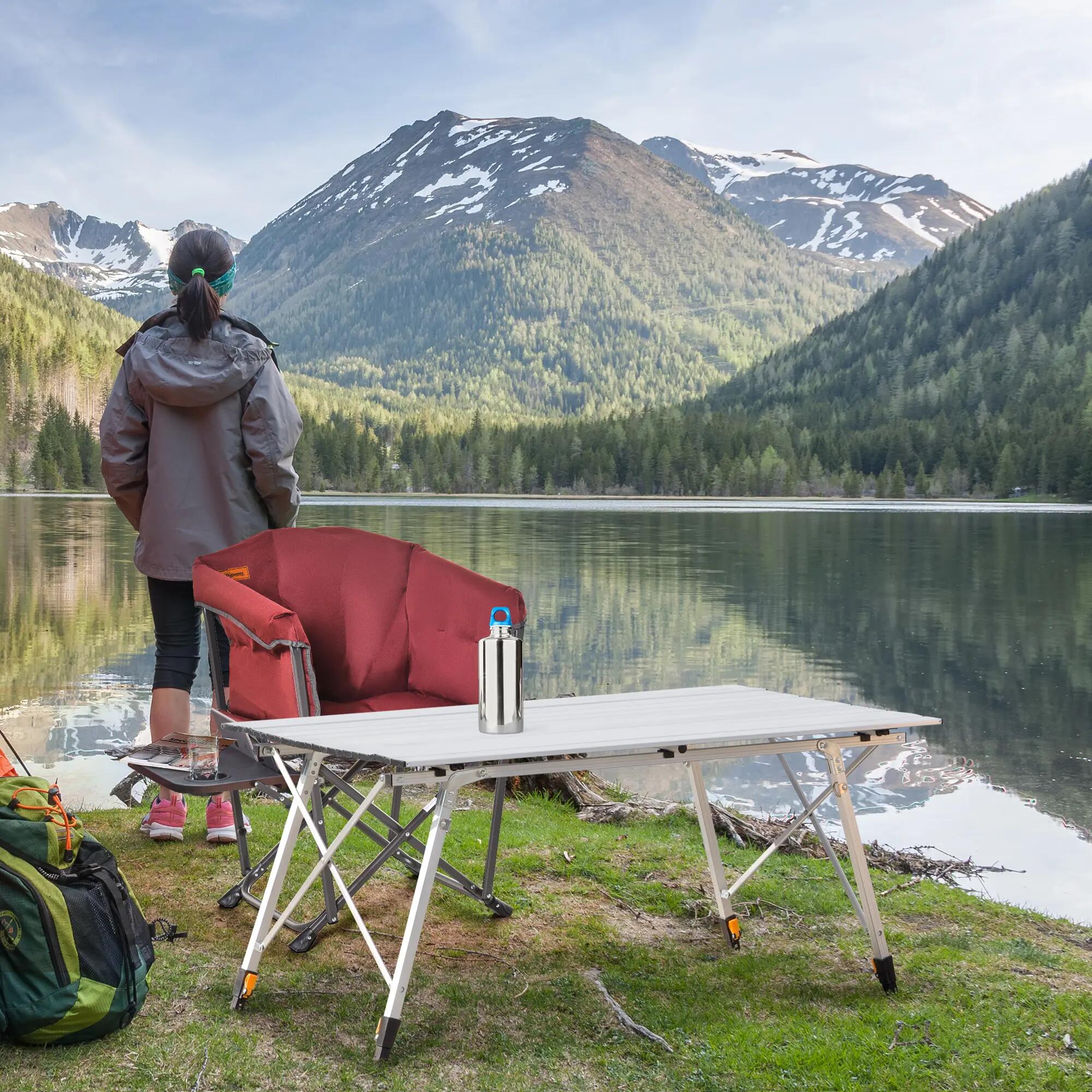 Table pliante - camping - aluminium, hauteur réglable 3/6