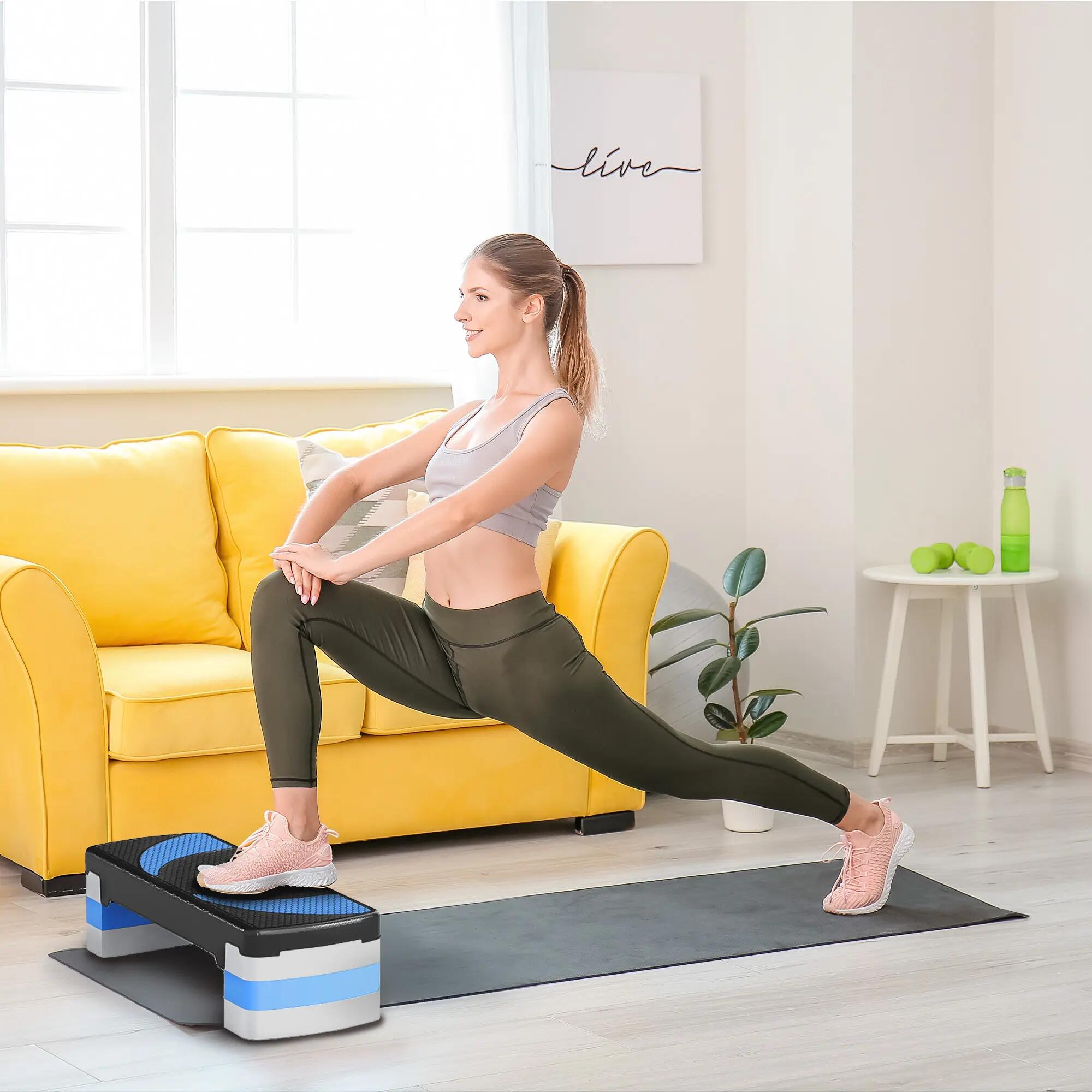 Stepper - fitness - antidérapant, réglable - noir bleu 4/6