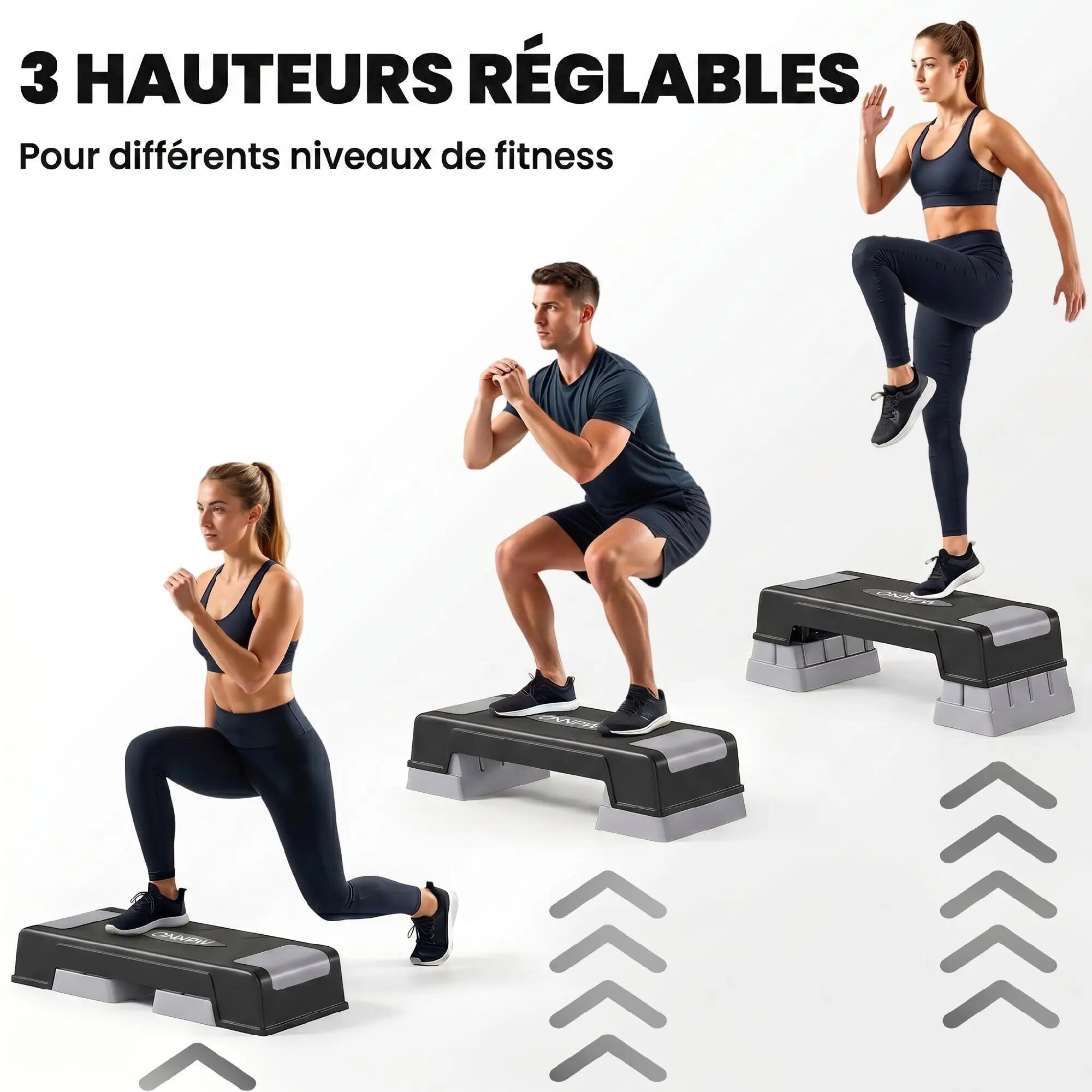 Stepper - Fitness - Unisexe - Antidérapant, Réglable 3 niveaux, Compact - Gris 6/6