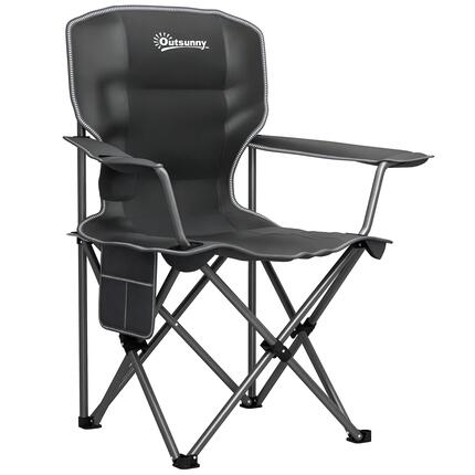 Chaise camping pliable gobelet poches latérales sac transport noir