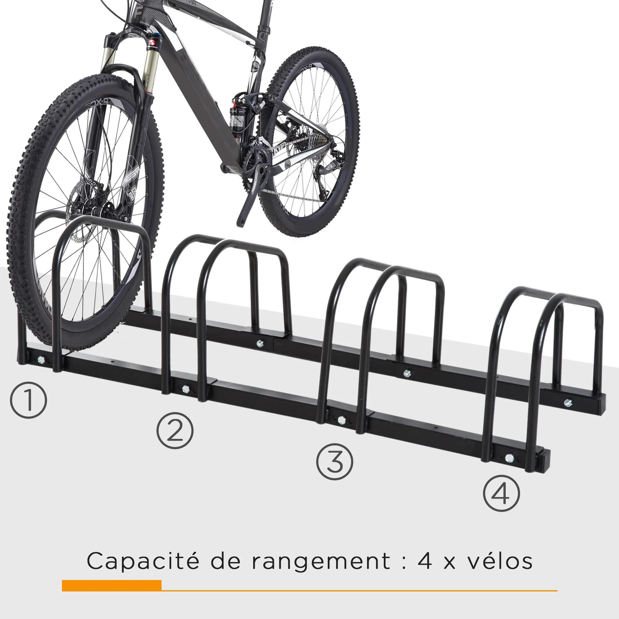 Râtelier vélos - Camping - Rangement pour 4 vélos - Acier - Noir 6/6