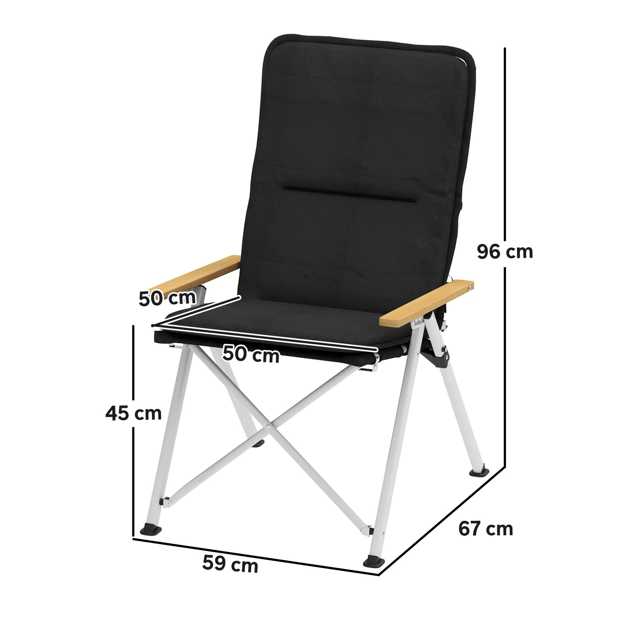 Chaise - Camping - Unisexe - Dossier haut, Coussin amovible, Aluminium - Noir 5/6