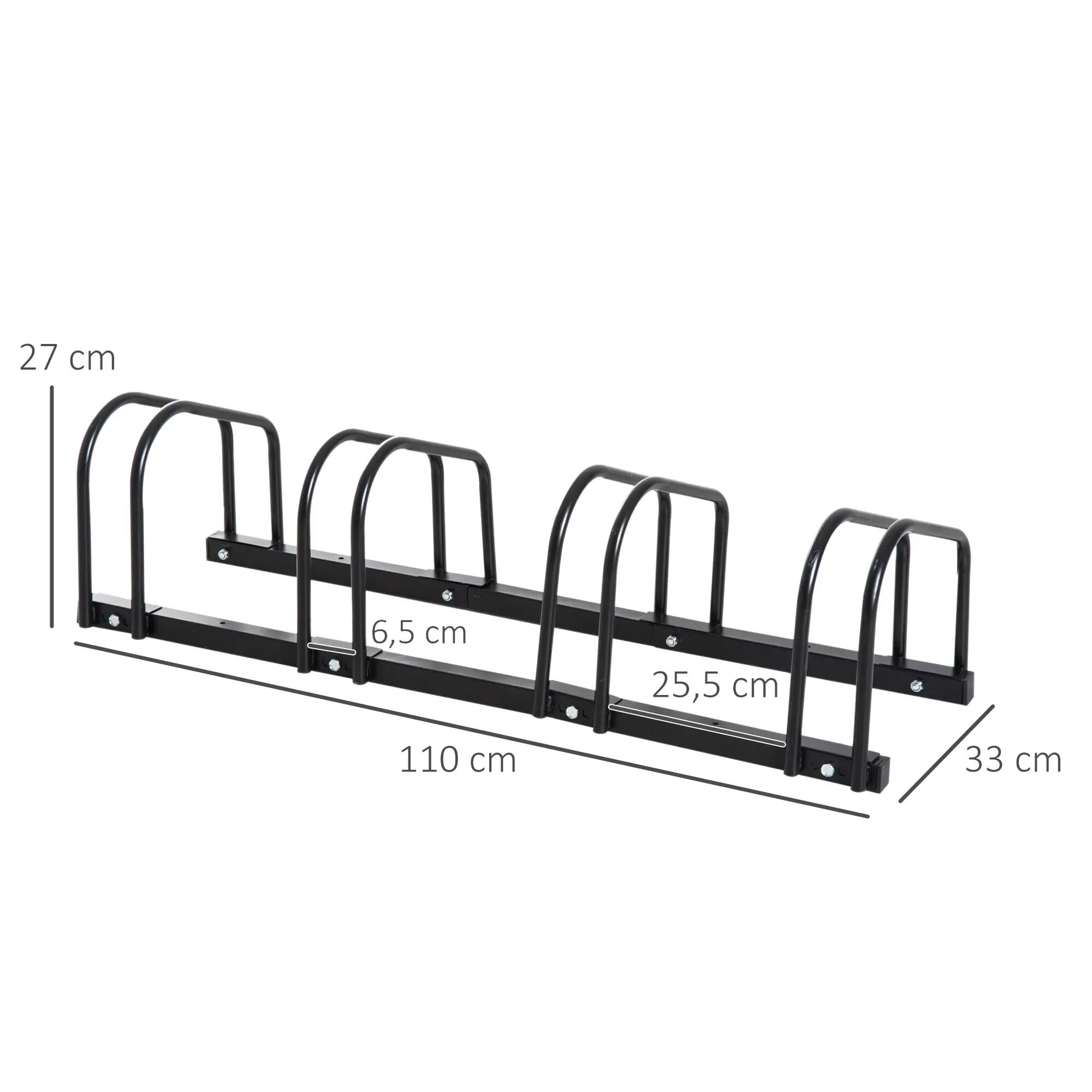 Râtelier vélos - Camping - Rangement pour 4 vélos - Acier - Noir 5/6