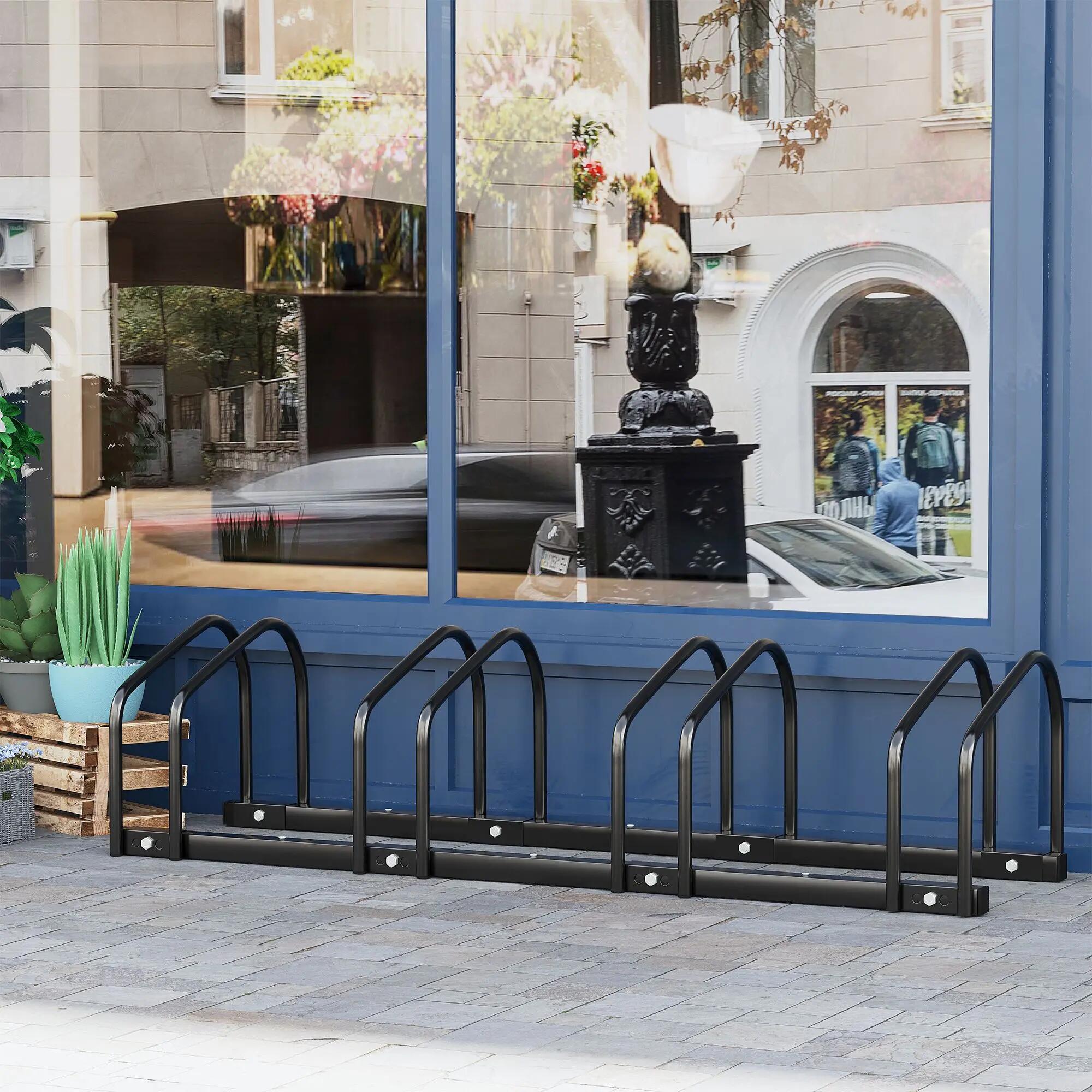 Râtelier vélos - Camping - Rangement pour 4 vélos - Acier - Noir 4/6