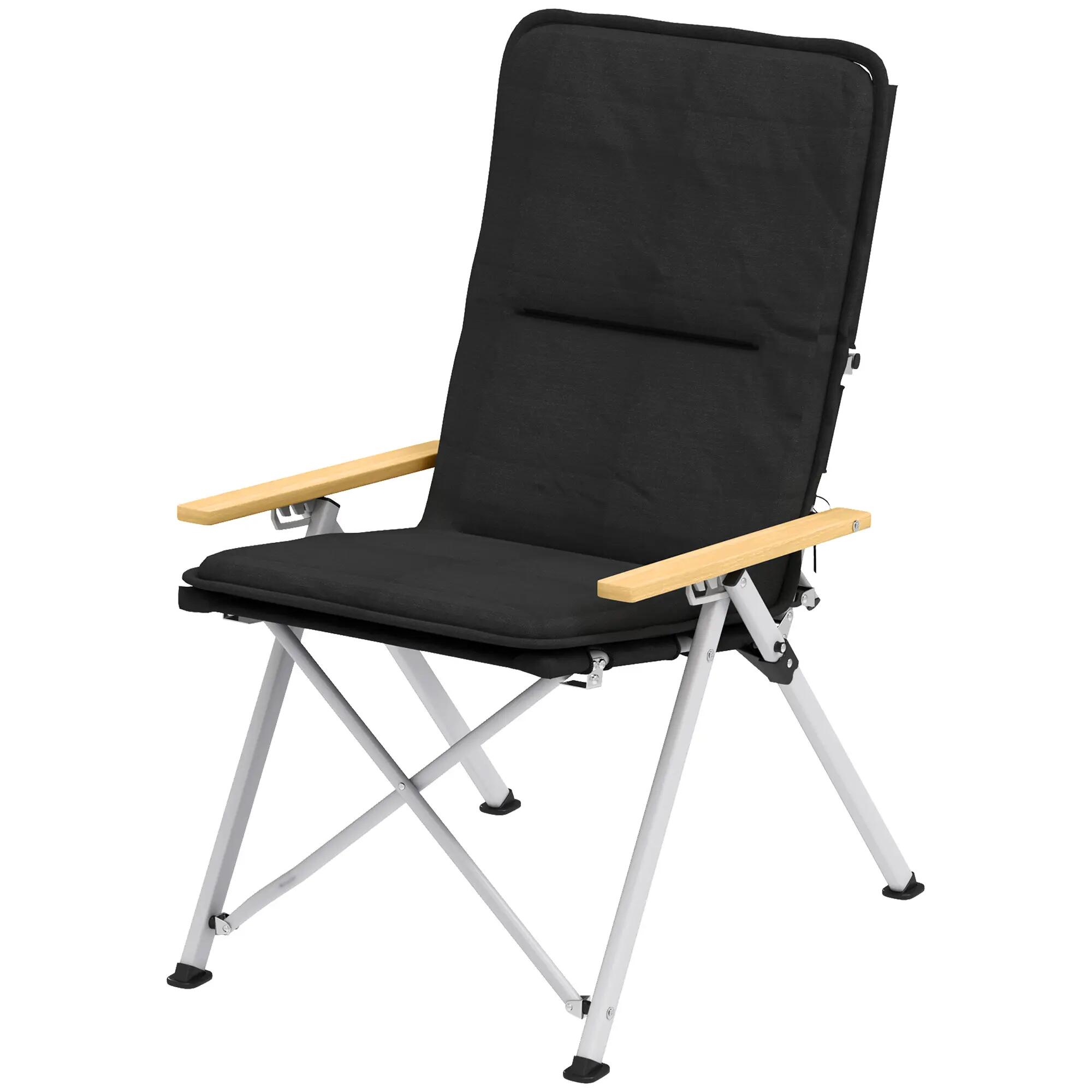 Chaise - Camping - Unisexe - Dossier haut, Coussin amovible, Aluminium - Noir 2/6