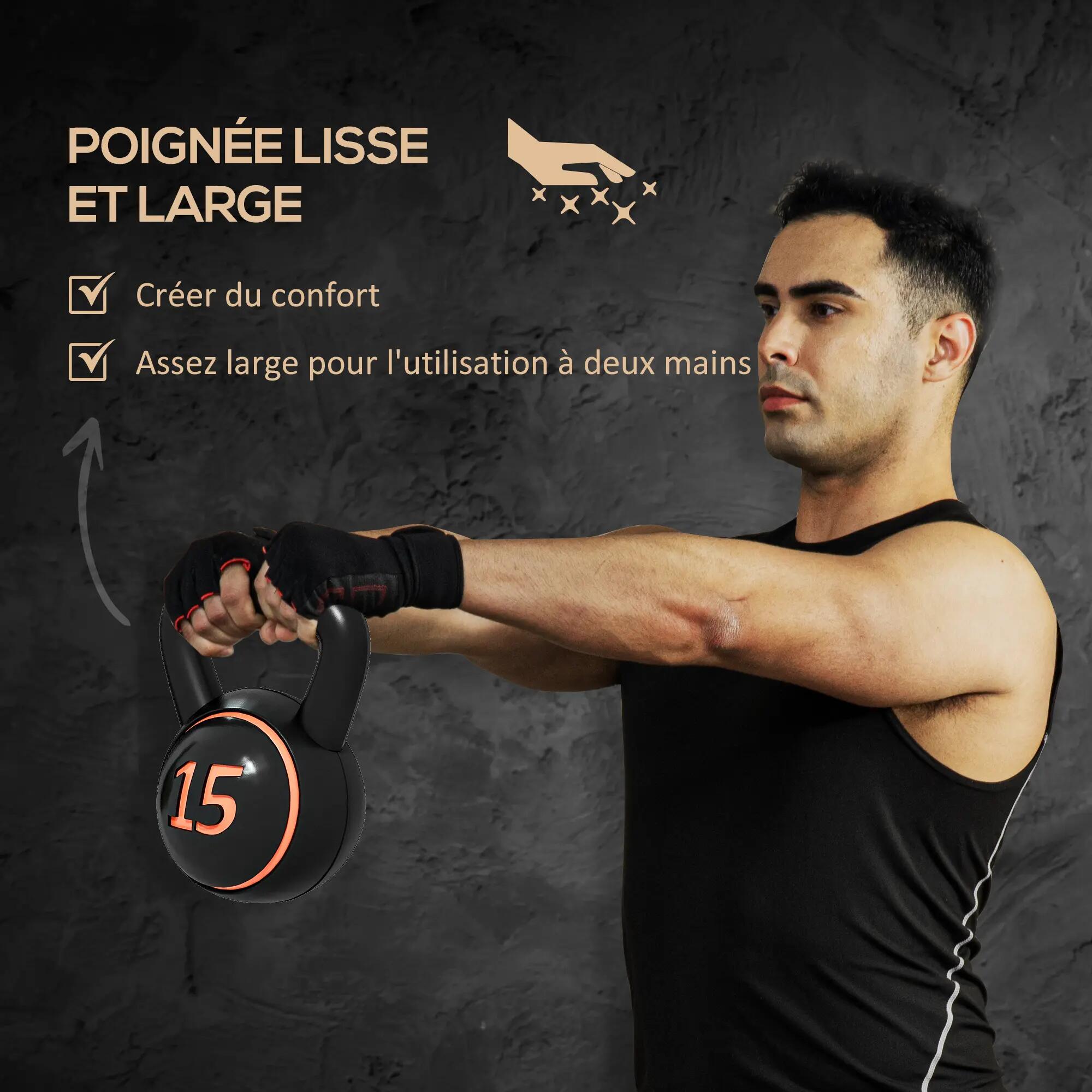Lot de 3 kettlebells 2,2/4,5/6,8 Kg - prise ergonomique - PVC noir 5/5