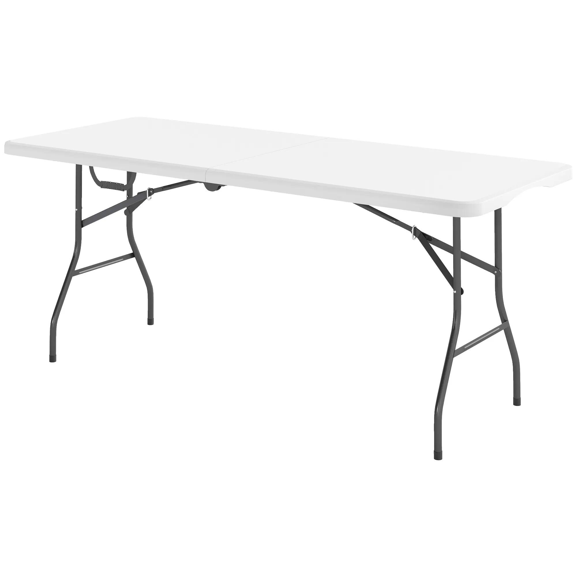 Table pliante - camping - plateau hdpe, cadre métal - blanc 2/6