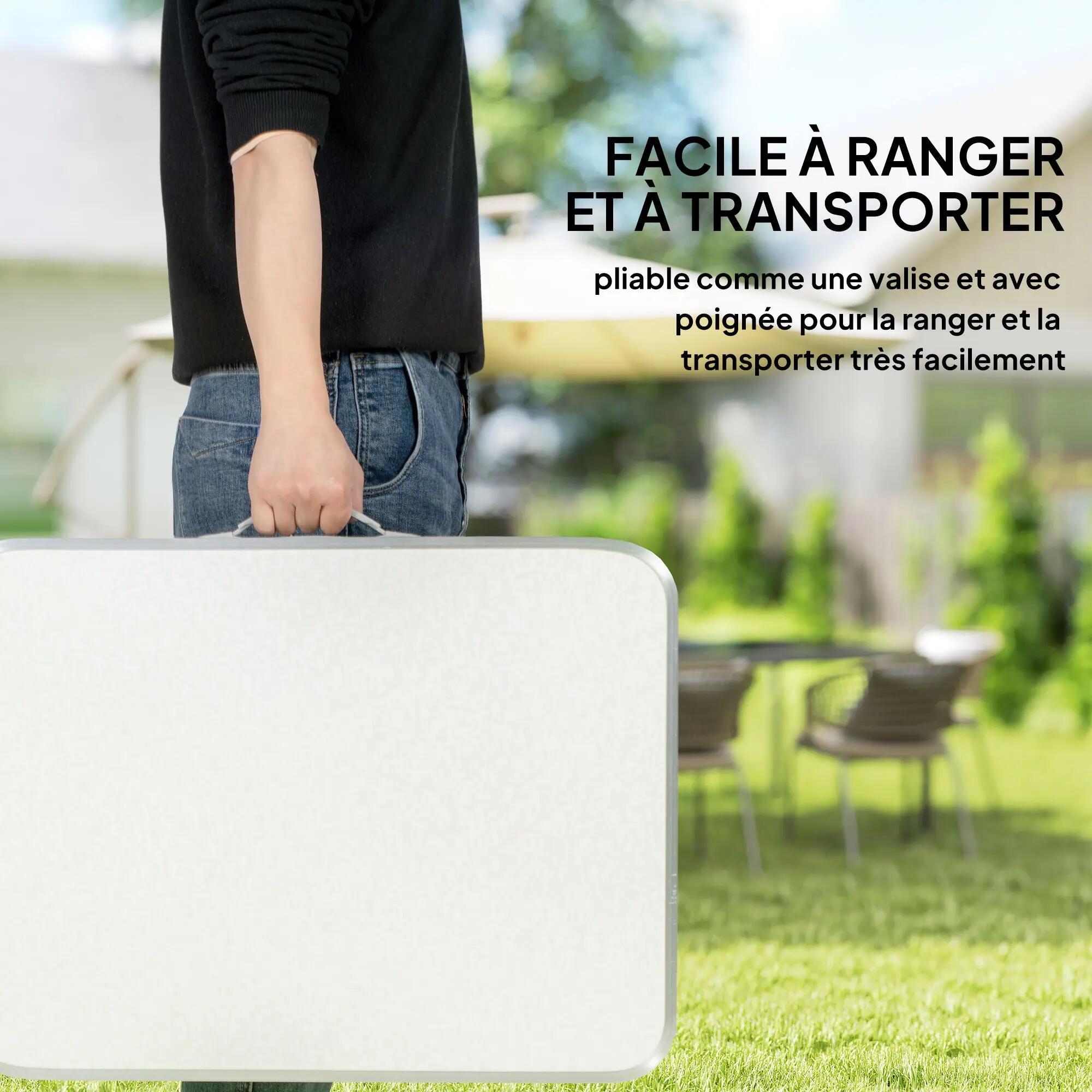 Table pliante - Camping - Unisexe - Aluminium et MDF, Hauteur réglable - Blanc 6/6