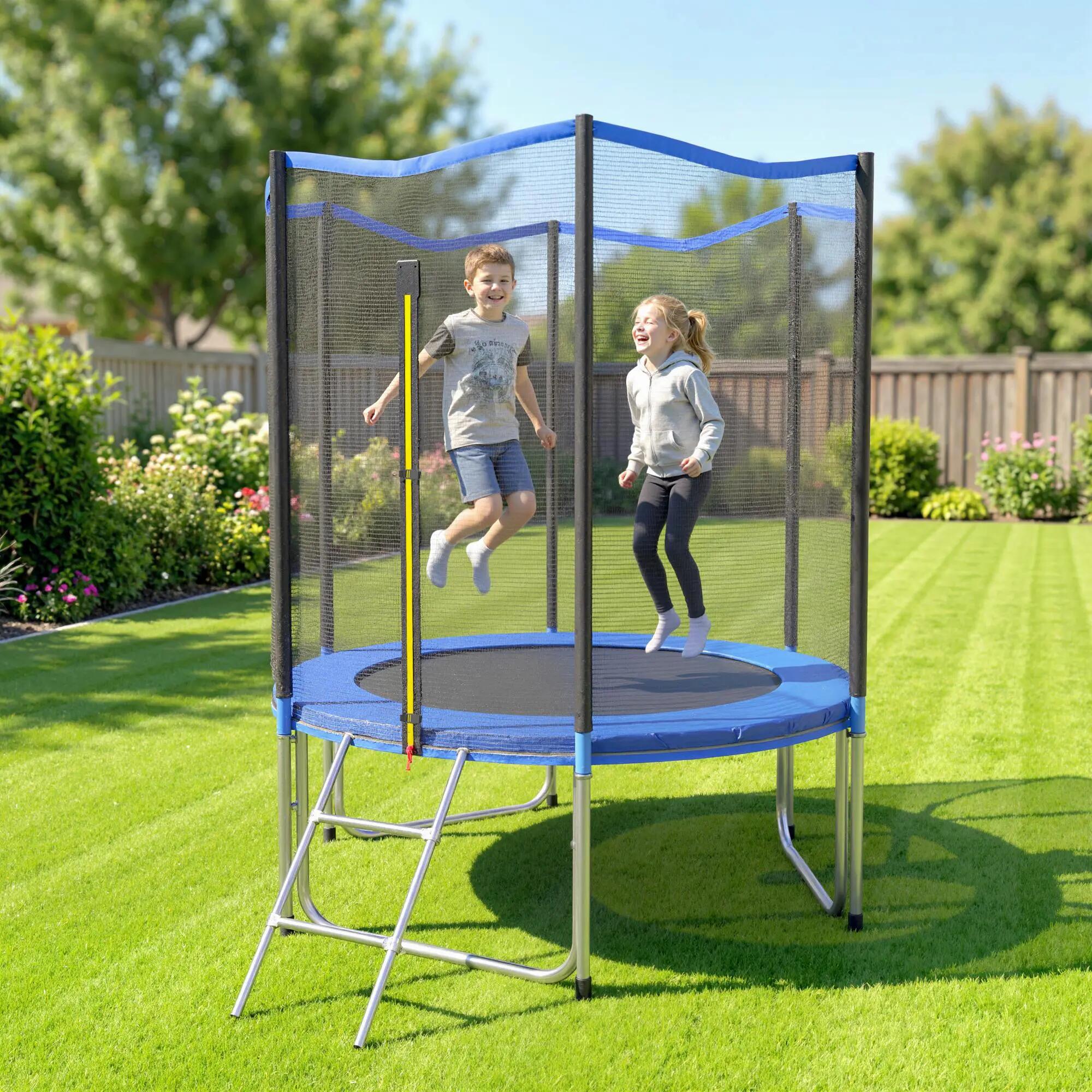 Trampoline Extérieur Trampoline de Jardin Enfants et Adultes 6 Poteaux au Sol Ch 3/9