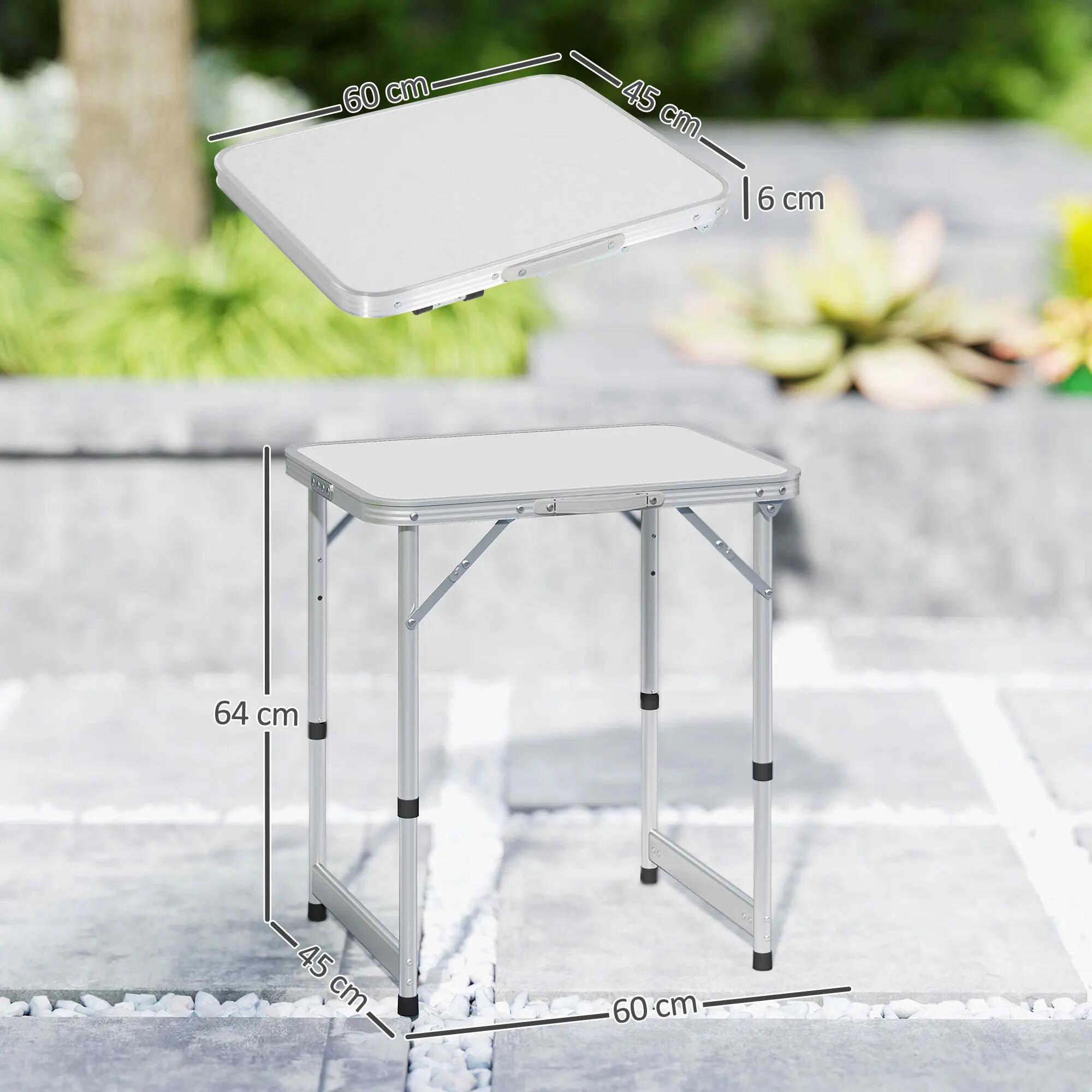 Table pliante - Camping - Unisexe - Aluminium et MDF, Hauteur réglable - Blanc 5/6