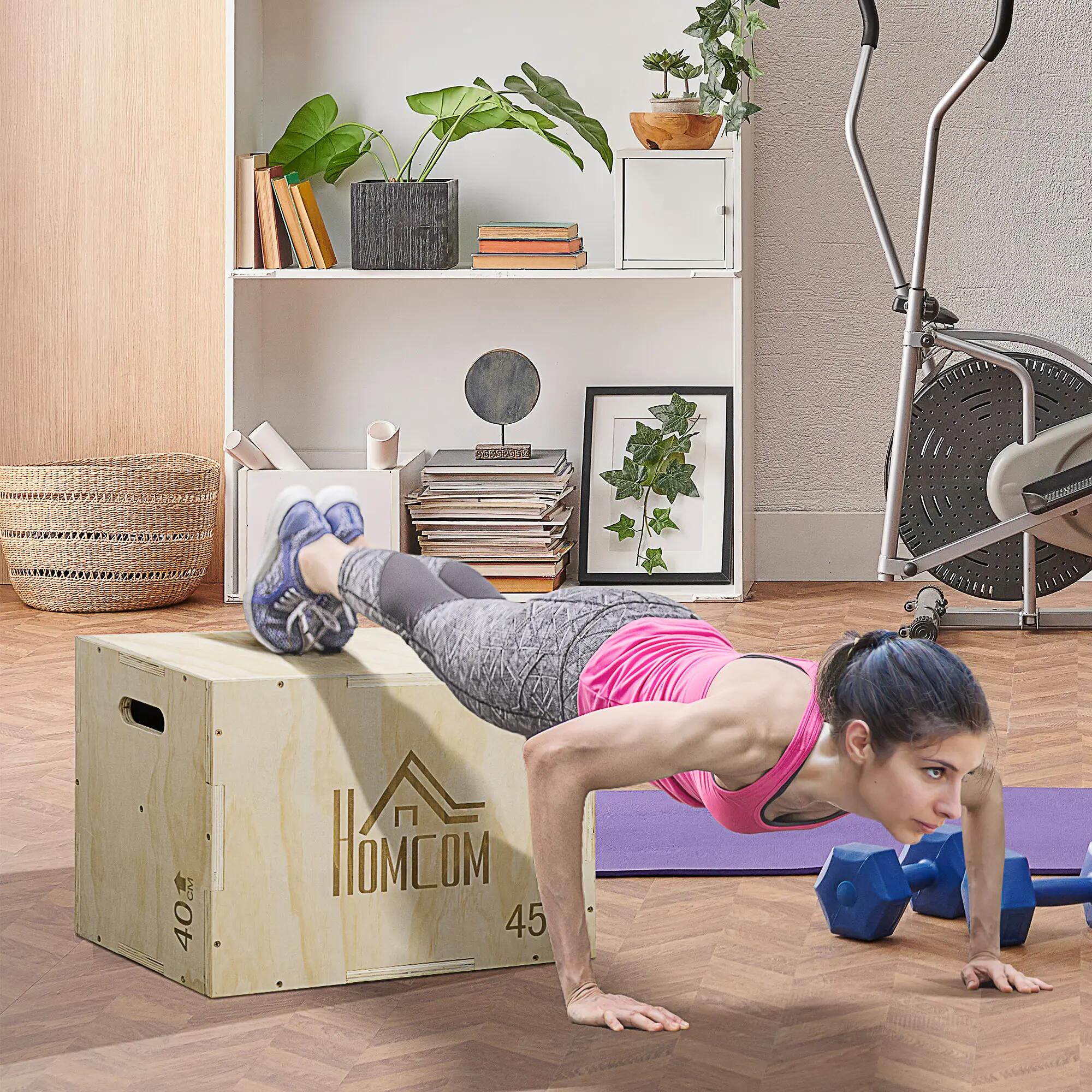 Boîte pliométrique - fitness - unisexe - hauteurs multiples hêtre 4/6