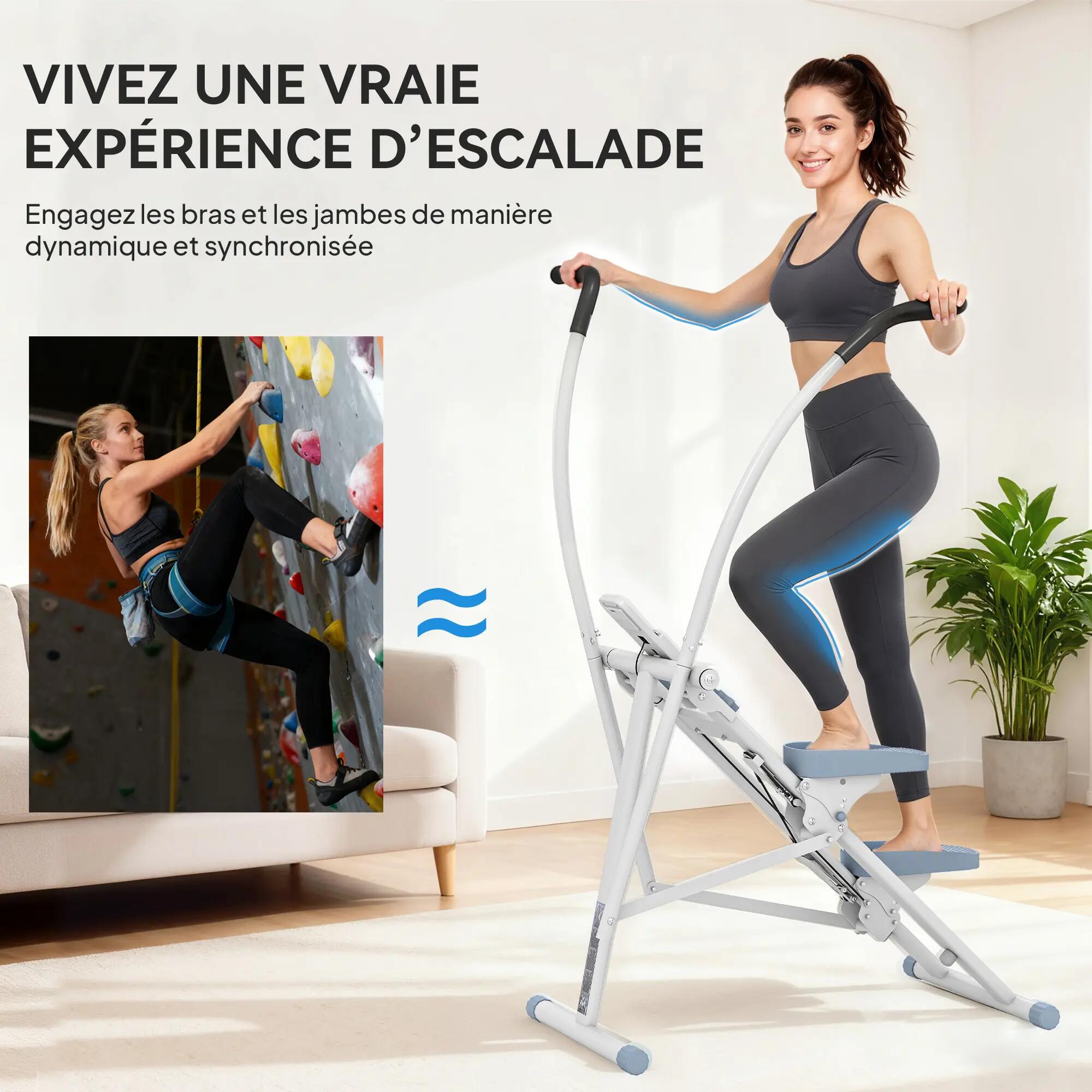 Stepper escalier - forme physique - pédales réglables, lcd - blanc 6/6