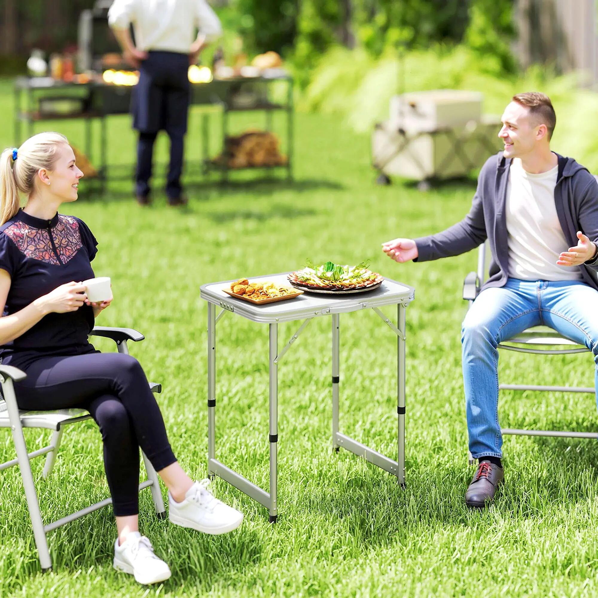 Table pliante - Camping - Unisexe - Aluminium et MDF, Hauteur réglable - Blanc 4/6