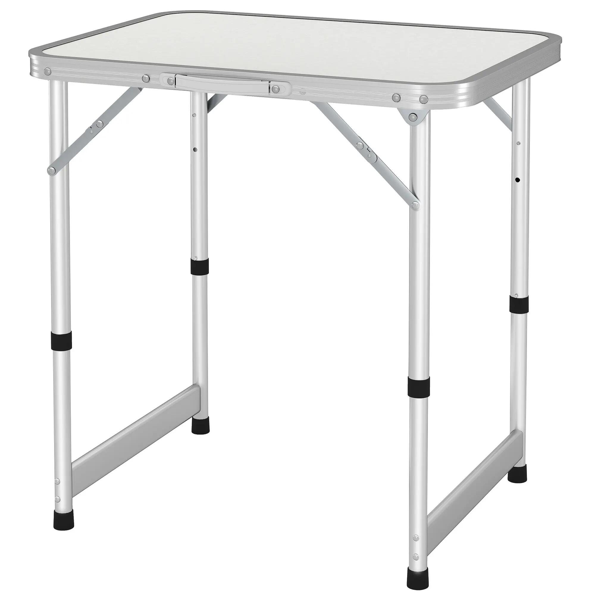 Table pliante - Camping - Unisexe - Aluminium et MDF, Hauteur réglable - Blanc 2/6