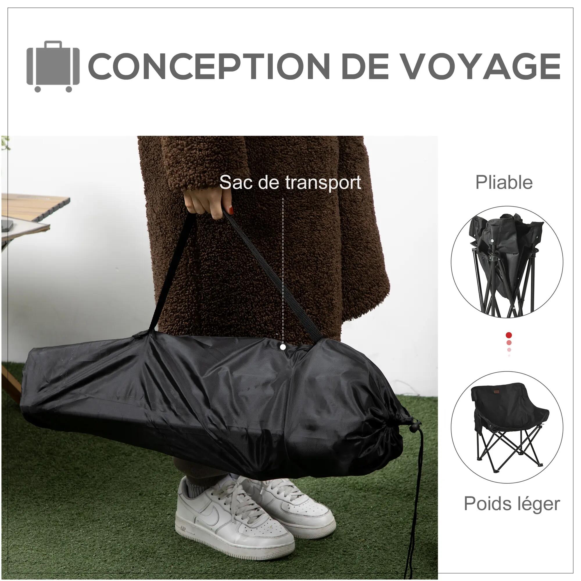 Chaise de camping - Camping - Unisexe - Pliable, Légère, Avec pochette - Noir 6/6
