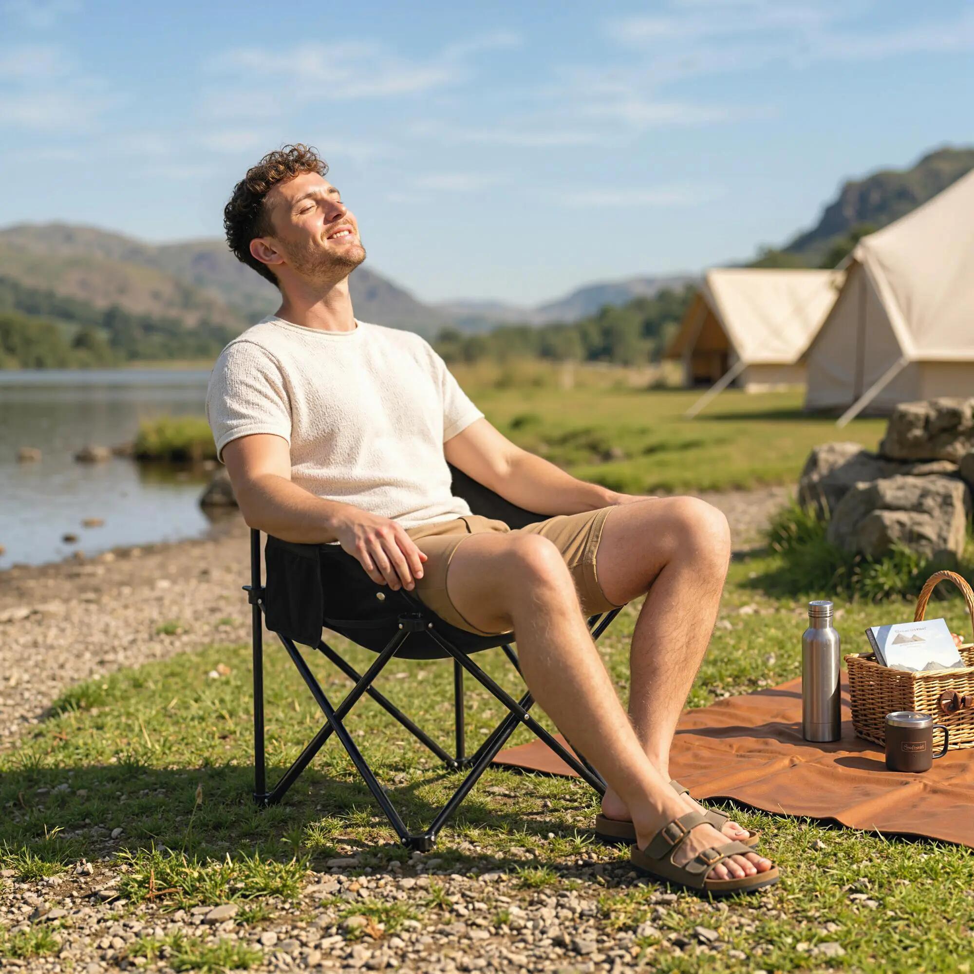 Chaise de camping - Camping - Unisexe - Pliable, Légère, Avec pochette - Noir 4/6