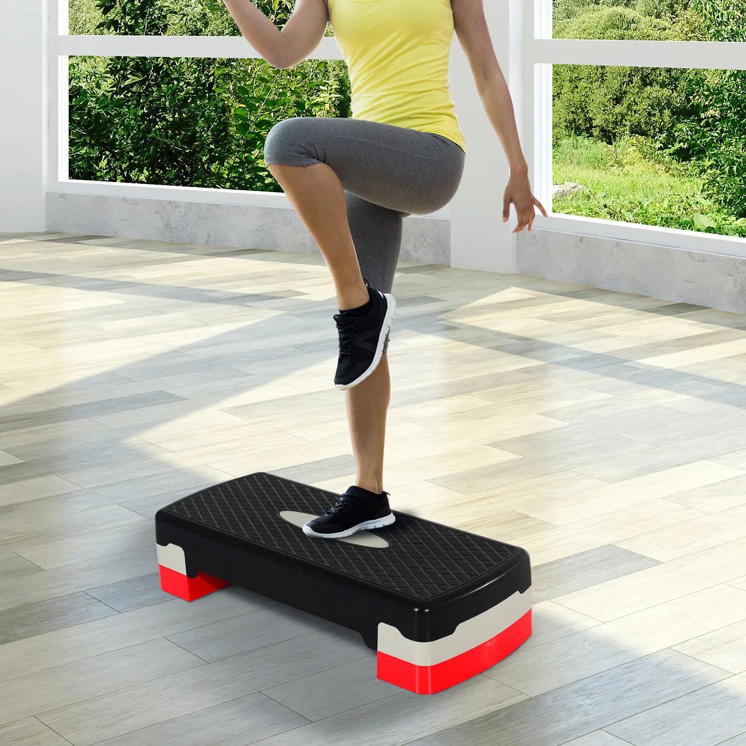 Stepper - Fitness - Mixte - Réglable 2 niveaux, Antidérapant - Rouge/Noir/Gris 3/6