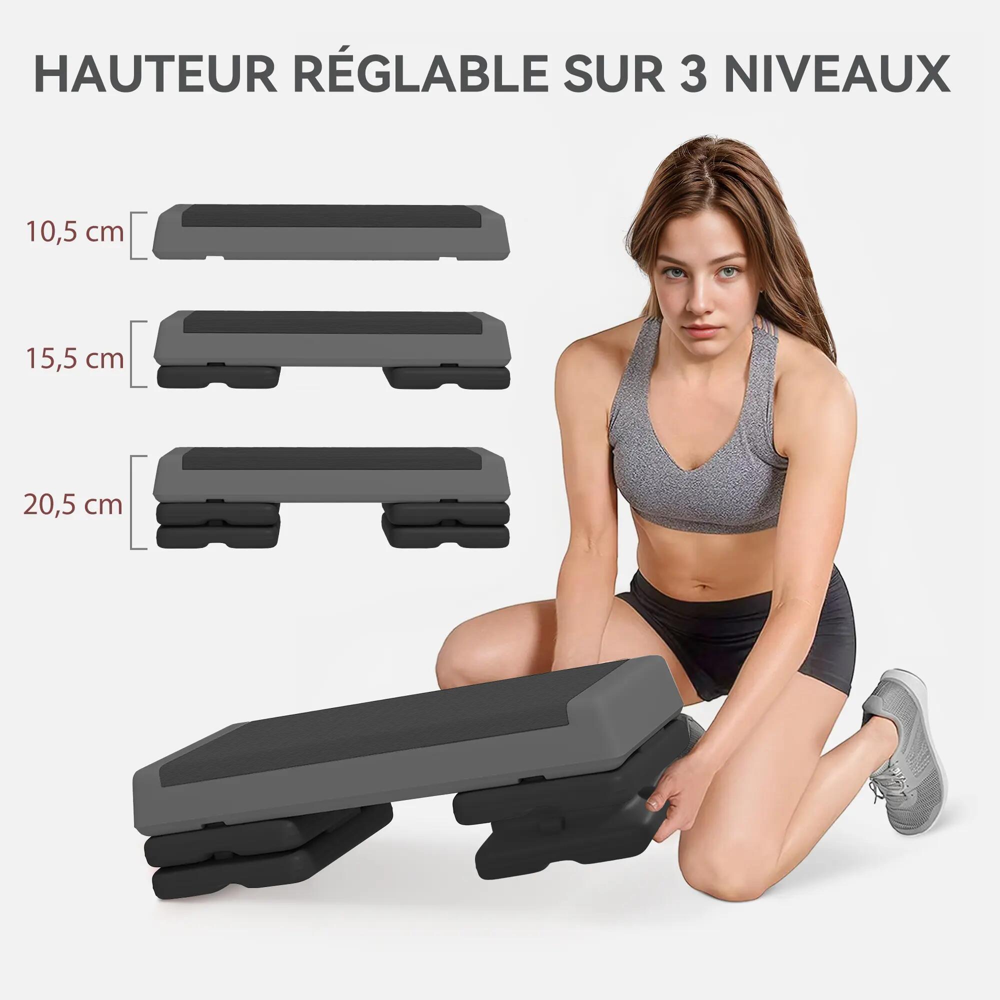 Step d’aérobic - Fitness - Unisexe - 3 niveaux, Antidérapant, 250 kg - Gris 6/6