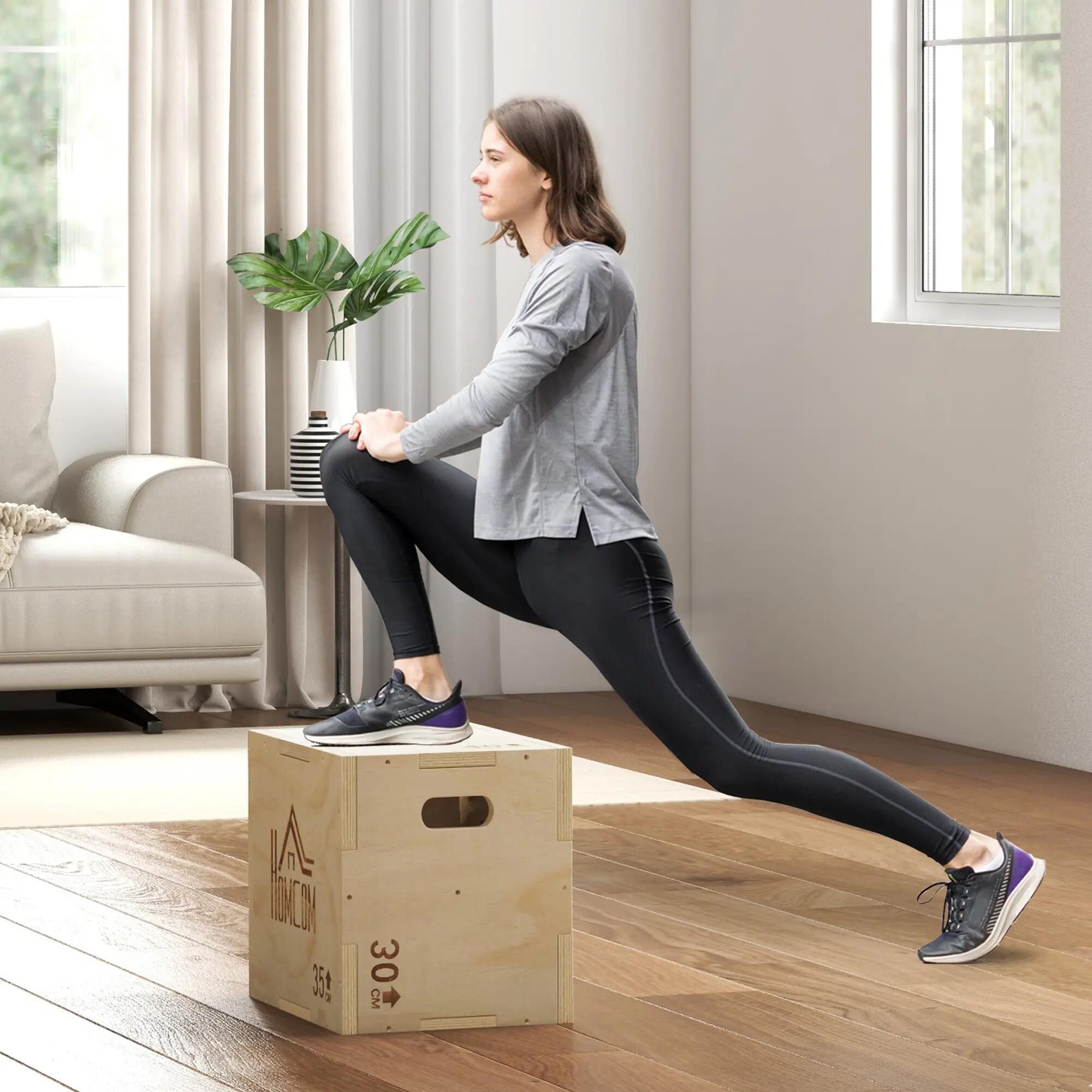 Box pliométrique - Forme physique - Unisex - Bois de hêtre, 3 hauteurs 4/6
