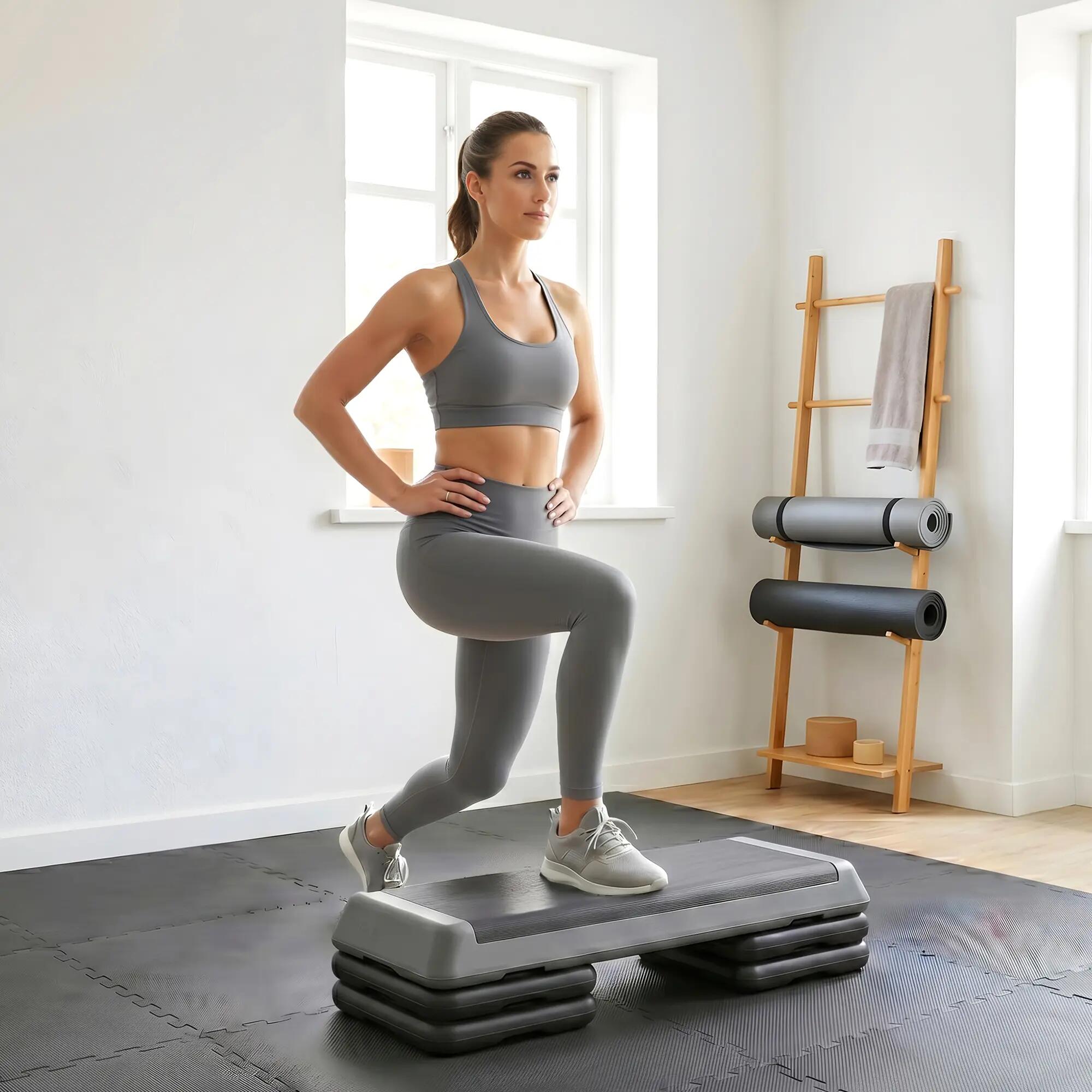 Step d’aérobic - Fitness - Unisexe - 3 niveaux, Antidérapant, 250 kg - Gris 3/6