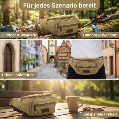 Bauchtasche Gürteltasche Hüfttasche Oliv Umhängetasche Crossbag 5/6