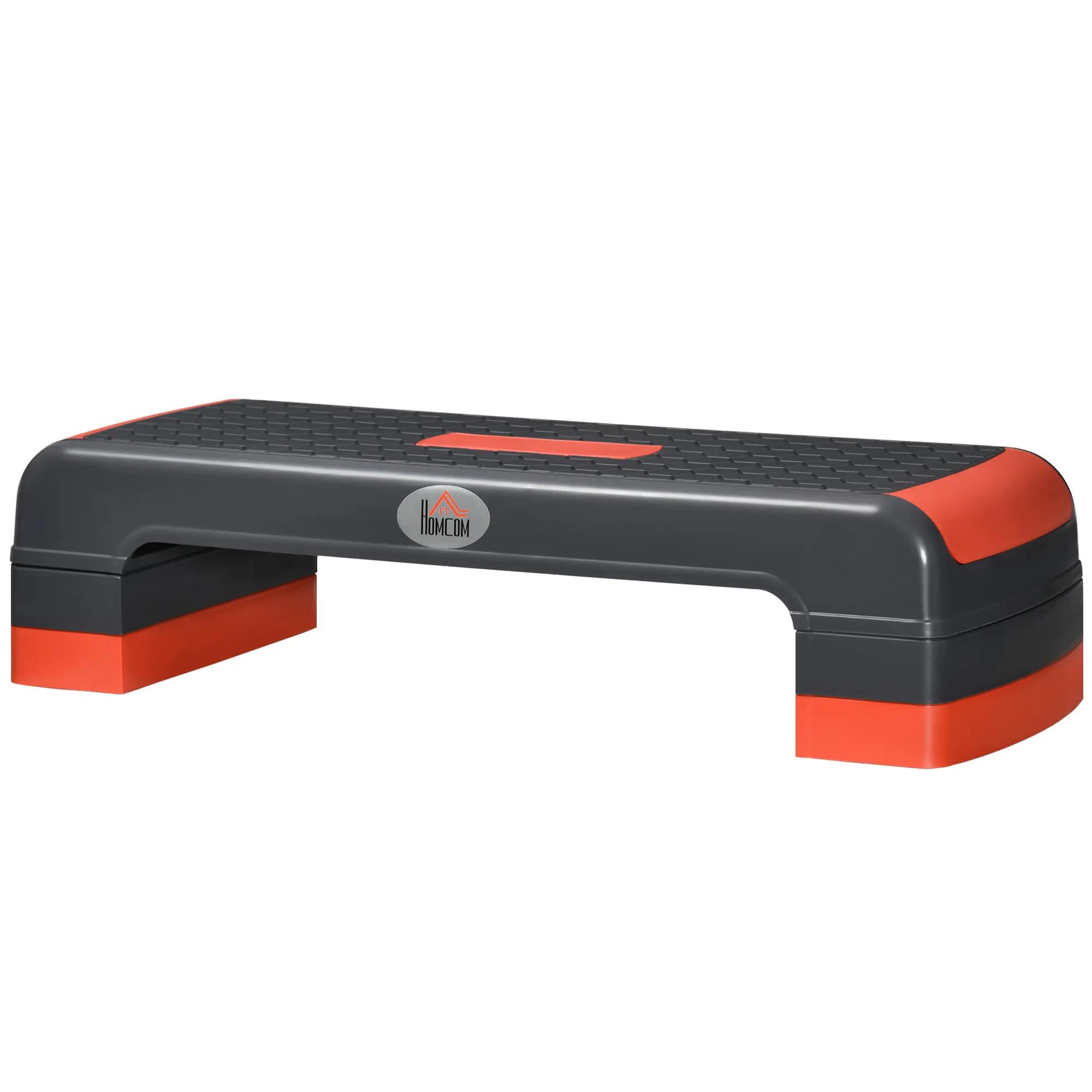 Stepper - Forme et exercice - Réglable, Antidérapant, Compact - Gris/rouge 2/6