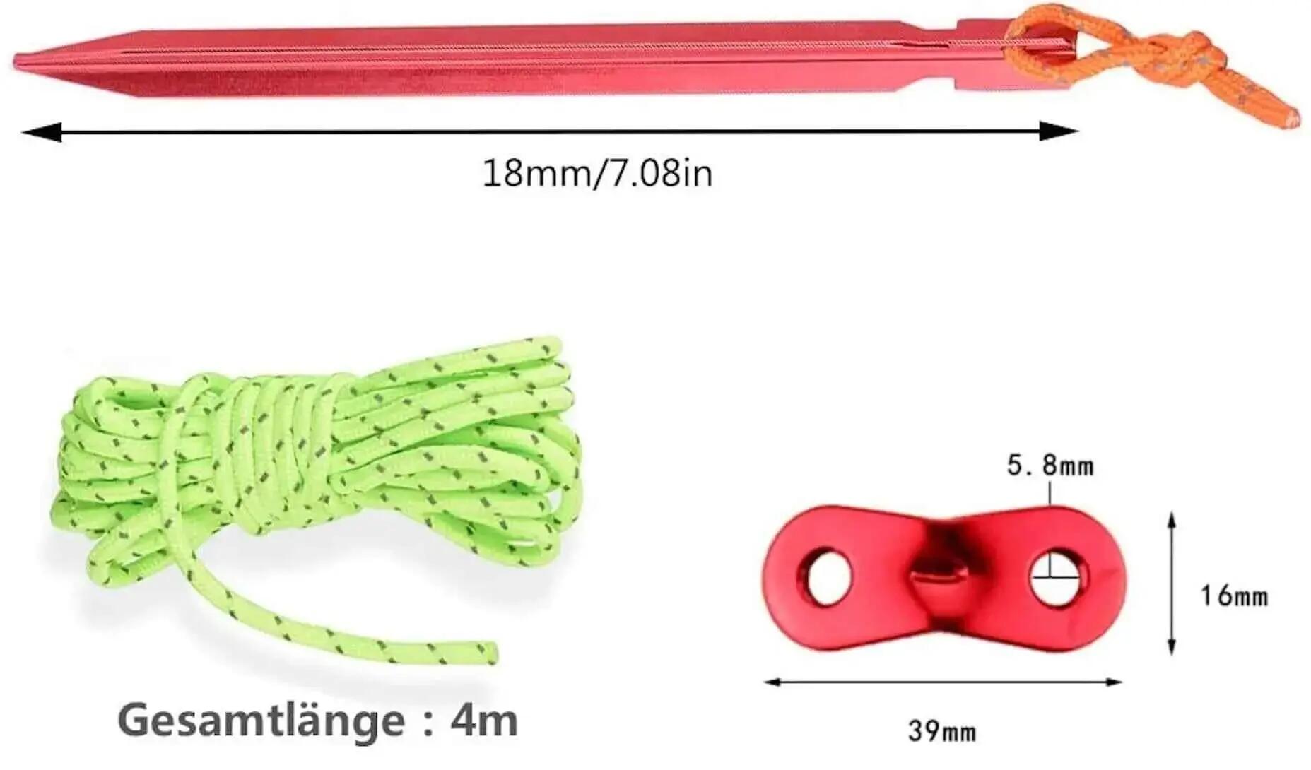 Zelt-Heringe Aluminium 18 cm. 10 Stück Heringe Erdnägel Zeltnägel Zeltpflöcke 2/4