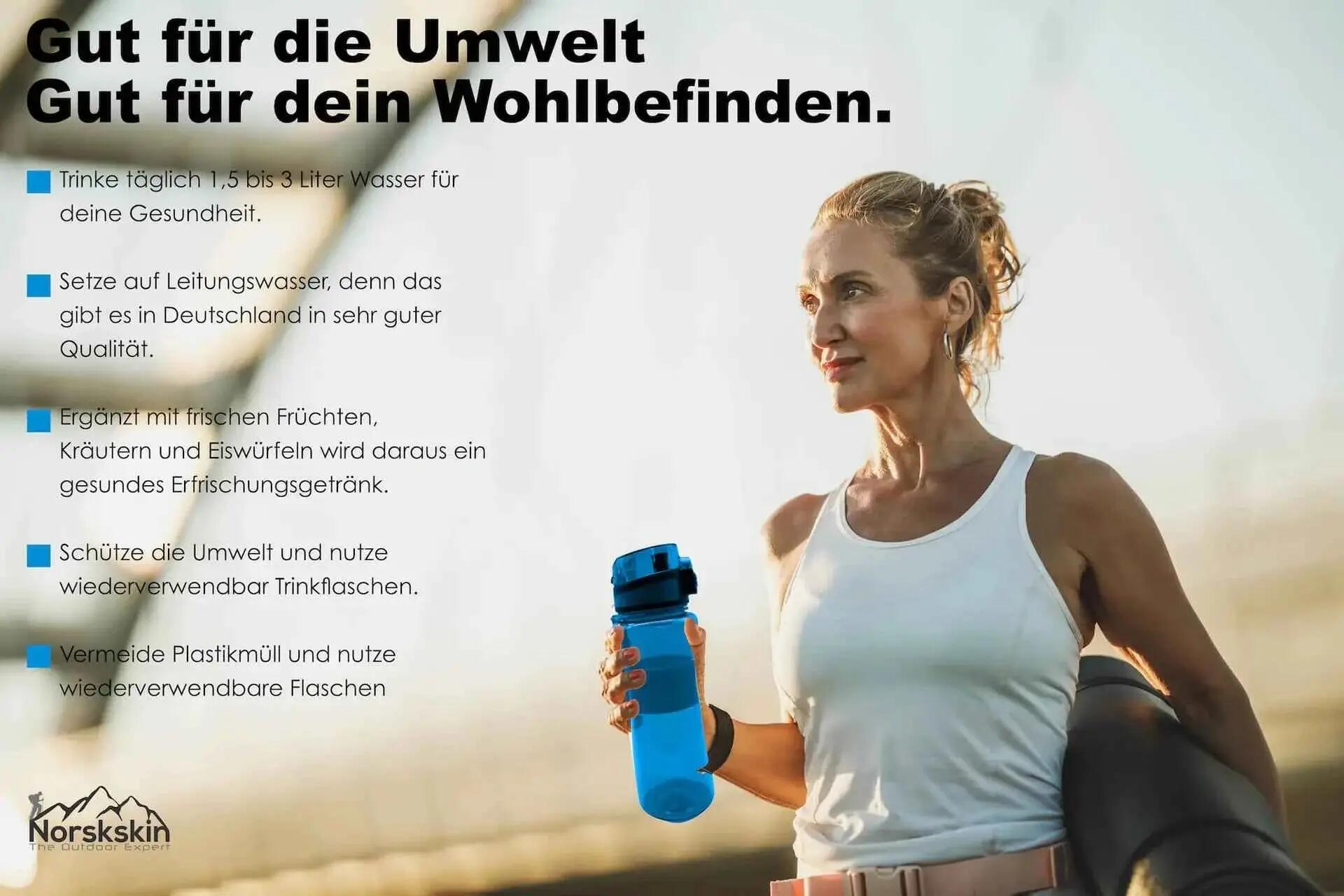 Trinkflasche mit 1 L Volumen blau auslaufsicher Sportflasche Schule Freizeit 5/7
