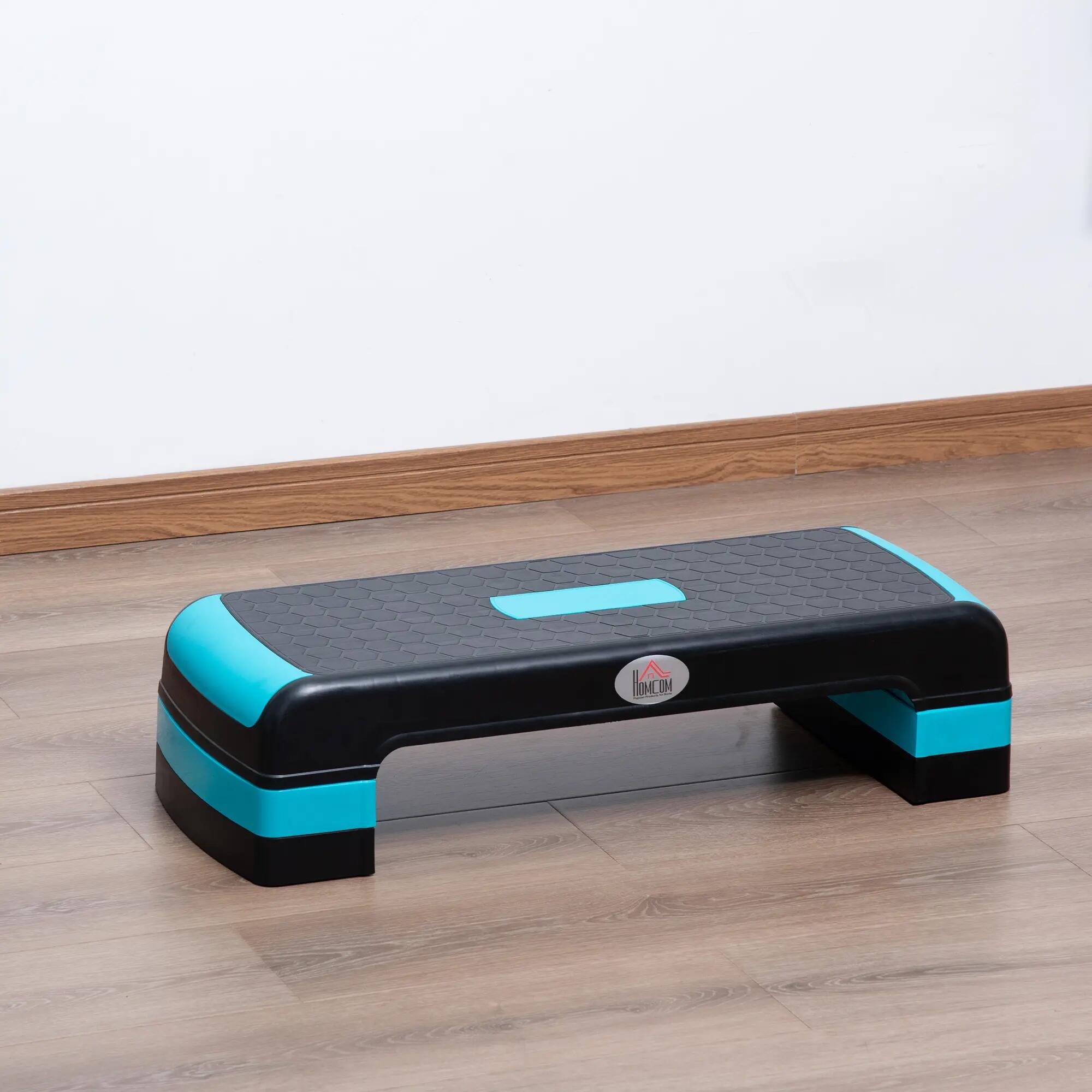 Stepper - Fitness - Unisexe - Hauteur réglable, Antidérapant - Noir/Bleu 4/6