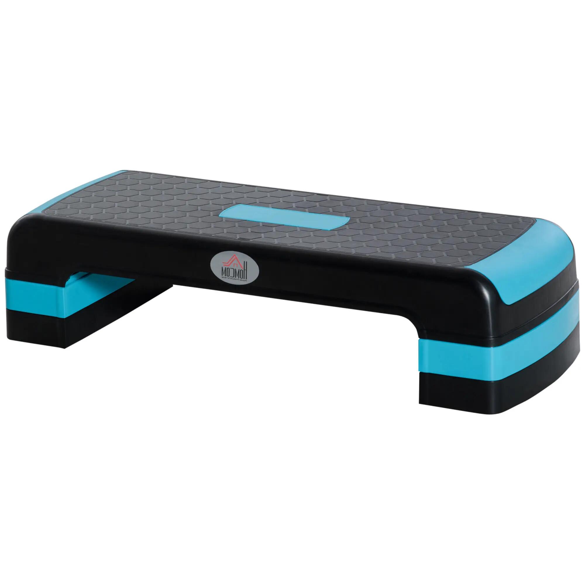 Stepper - Fitness - Unisexe - Hauteur réglable, Antidérapant - Noir/Bleu 2/6