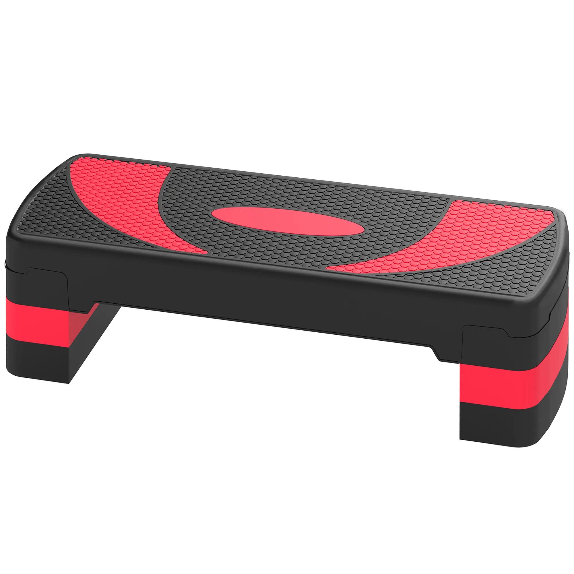 Step de fitness - Forme et exercice - Réglable, Antidérapant - Noir/rouge 2/6