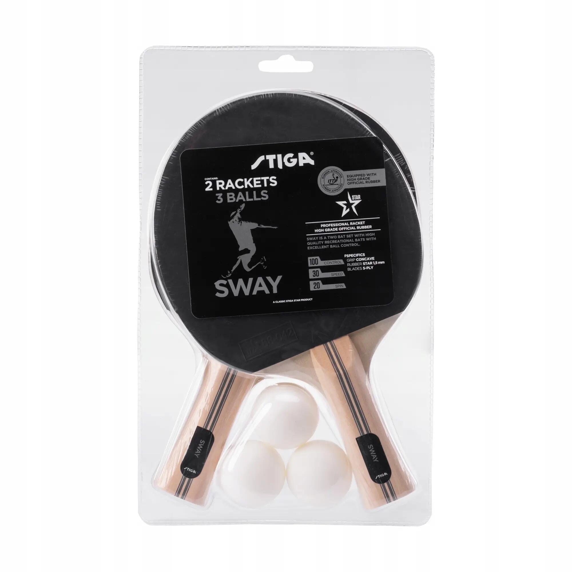 Rakietki do tenisa stołowego STIGA Sway Set 2 szt + 3 piłeczki ping pong 3/5