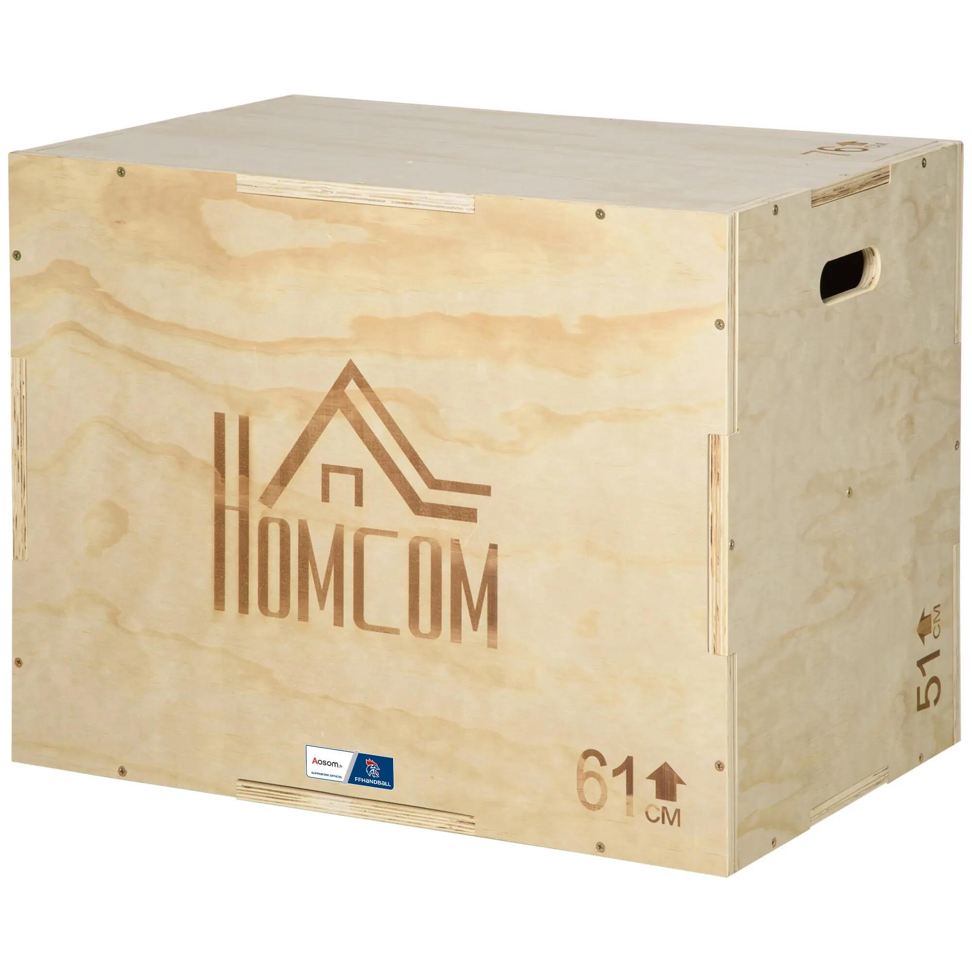 Box pliométrique - Fitness - Unisex - Bois, 3 hauteurs, portable 2/6