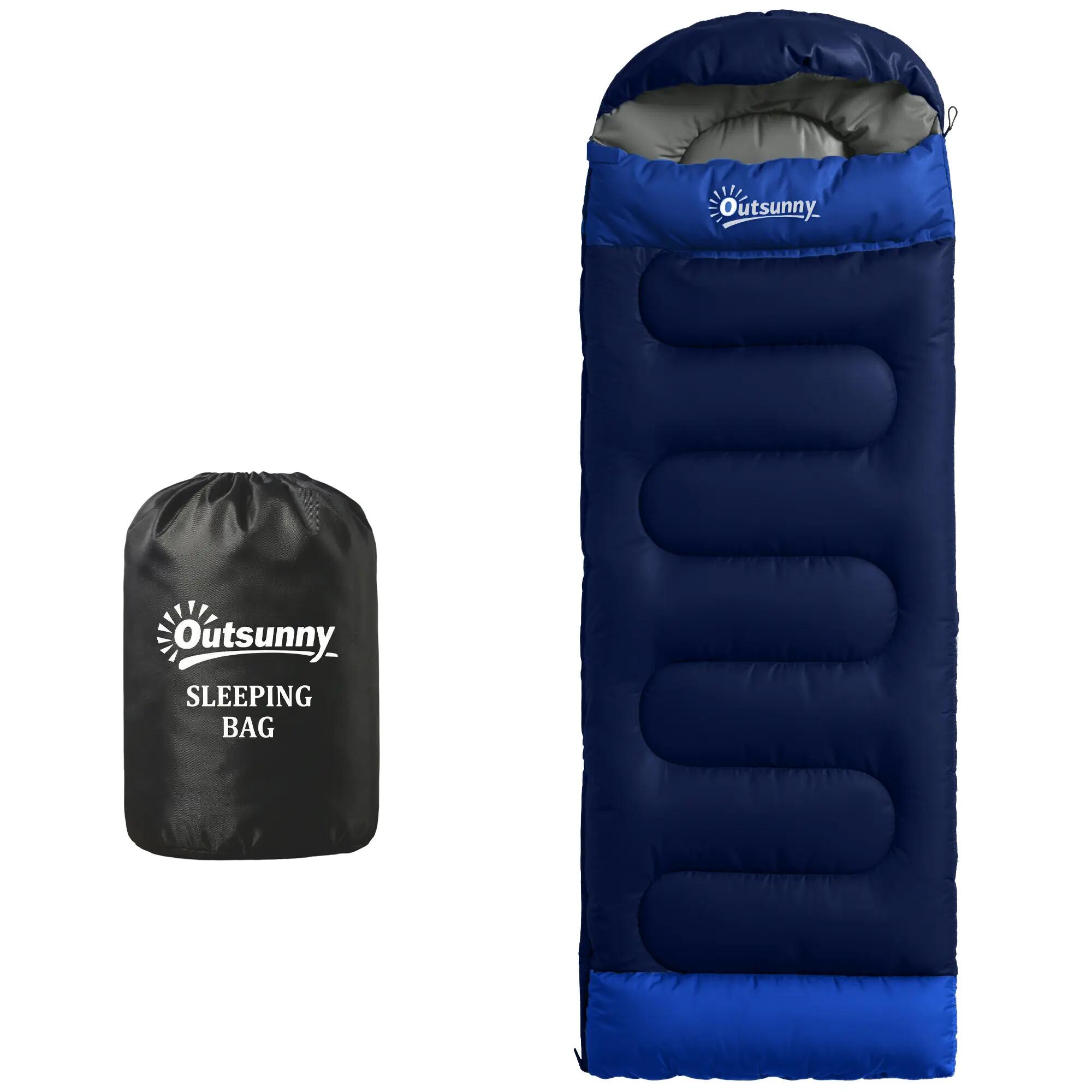 Sac de couchage - camping - mixte - capuche, zip en l - bleu marine 2/6