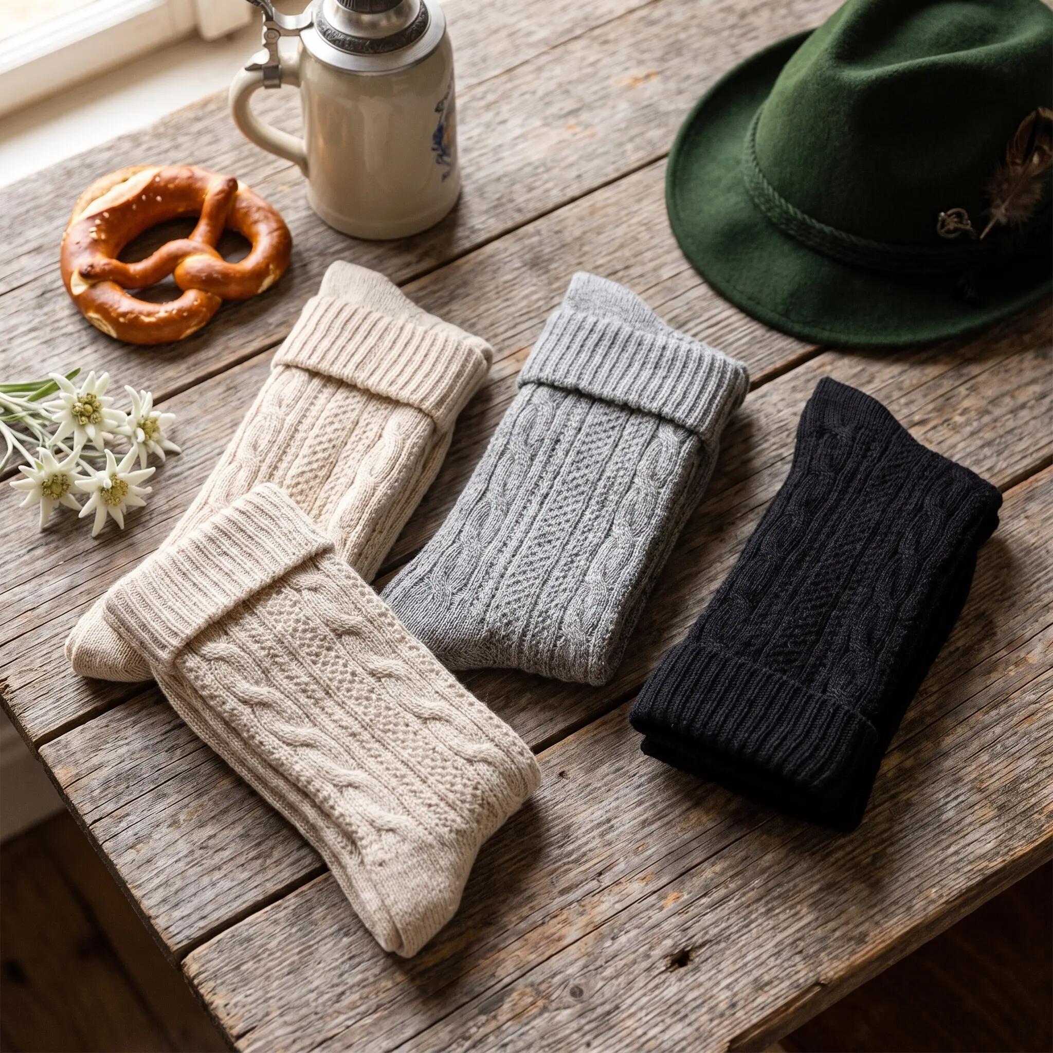 Kniestrümpfe | Trachtenstil | Damen & Herren | Grau 7/8