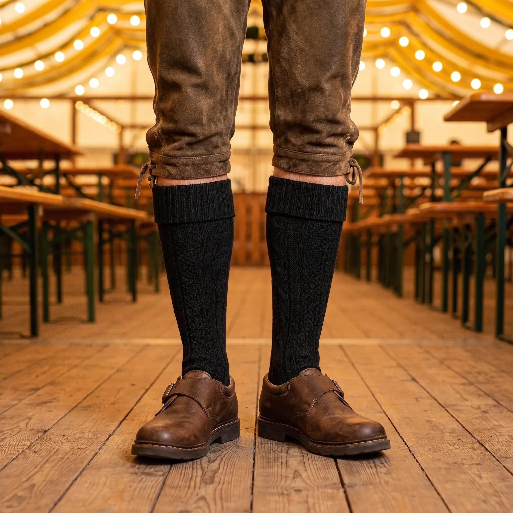 Kniestrümpfe | Trachtenstil | Damen & Herren | Grau 5/8